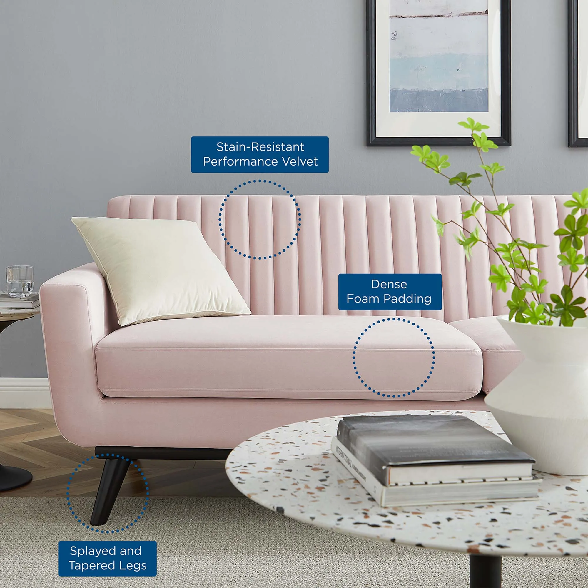 Engage Channel Tufted Performance Velvet Sofa by Modway