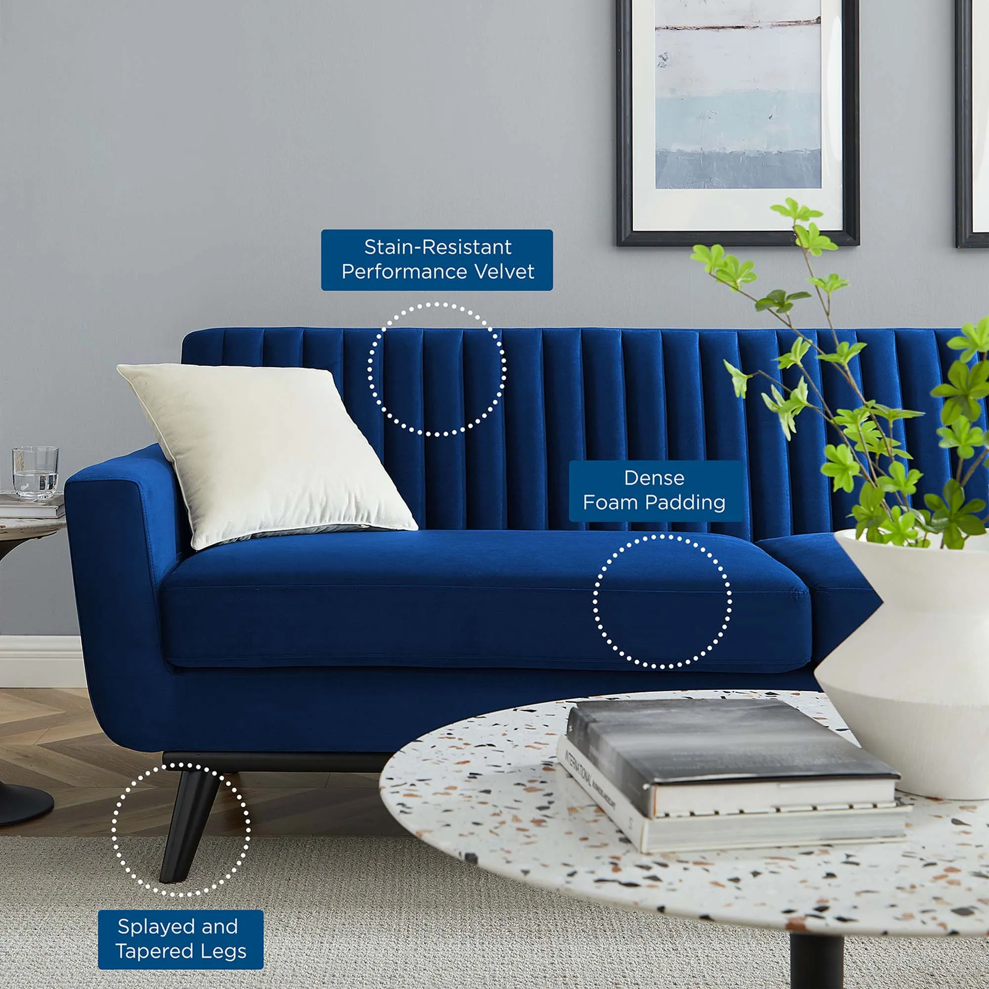 Engage Channel Tufted Performance Velvet Sofa by Modway