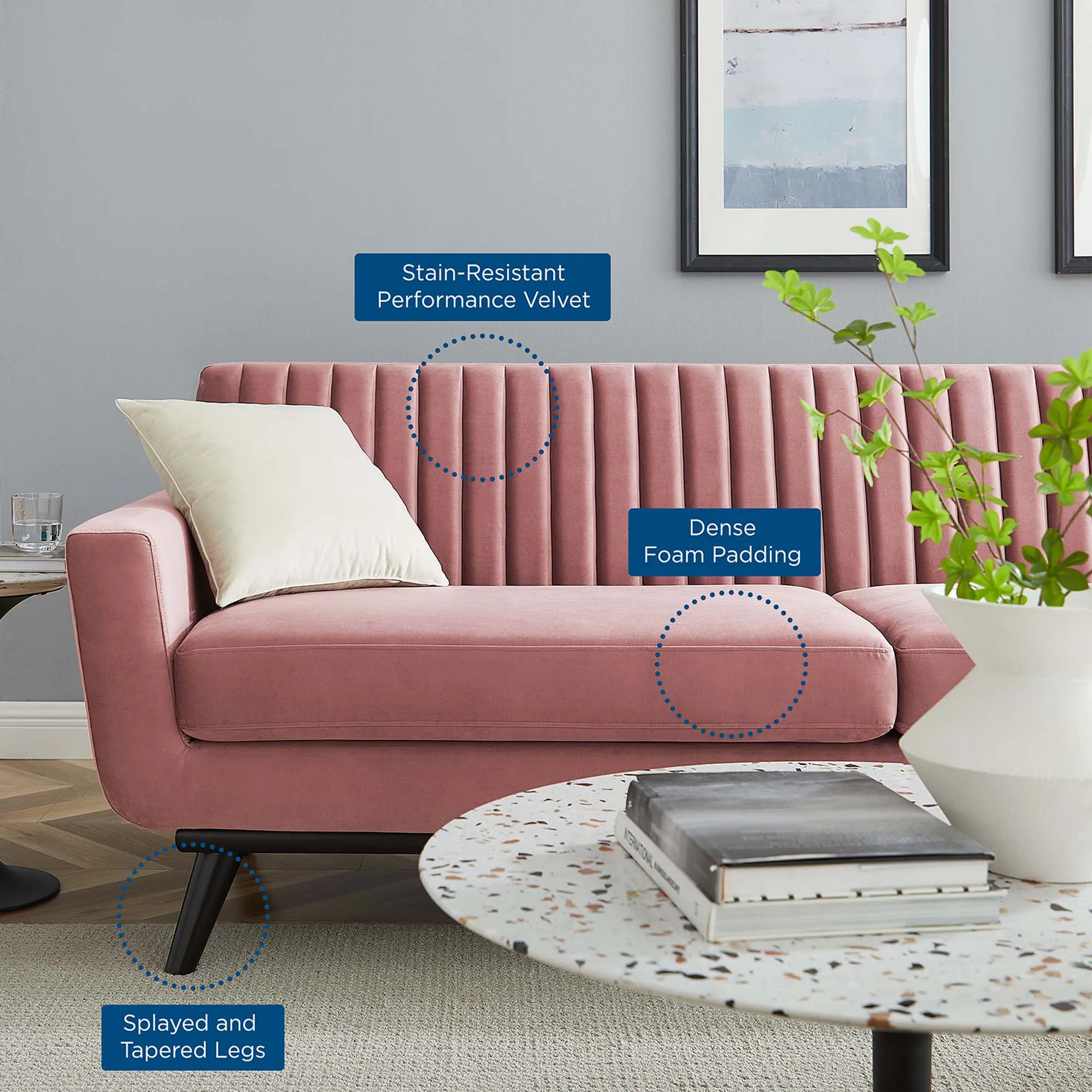 Engage Channel Tufted Performance Velvet Sofa by Modway