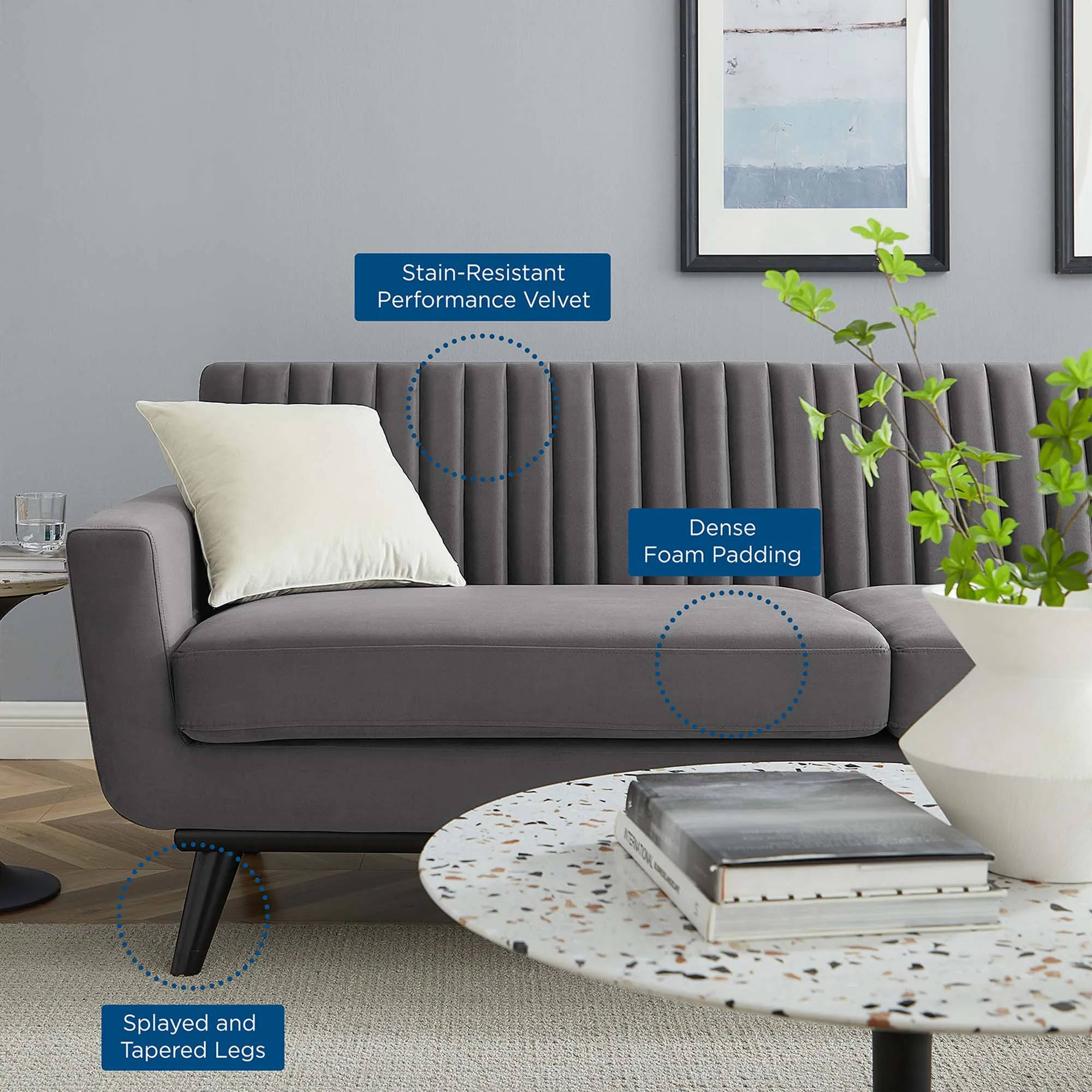 Engage Channel Tufted Performance Velvet Sofa by Modway