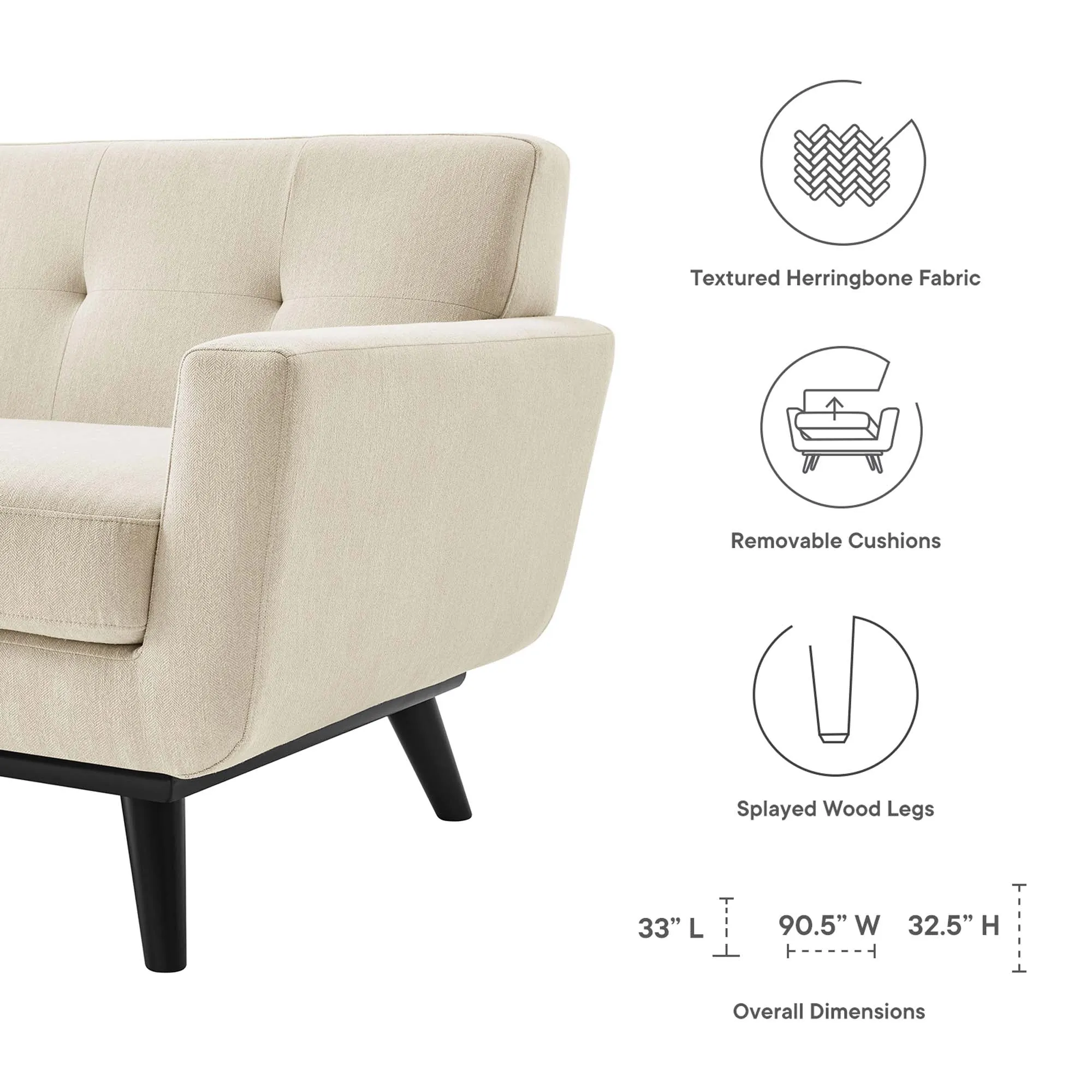 Engage Herringbone Fabric Sofa by Modway