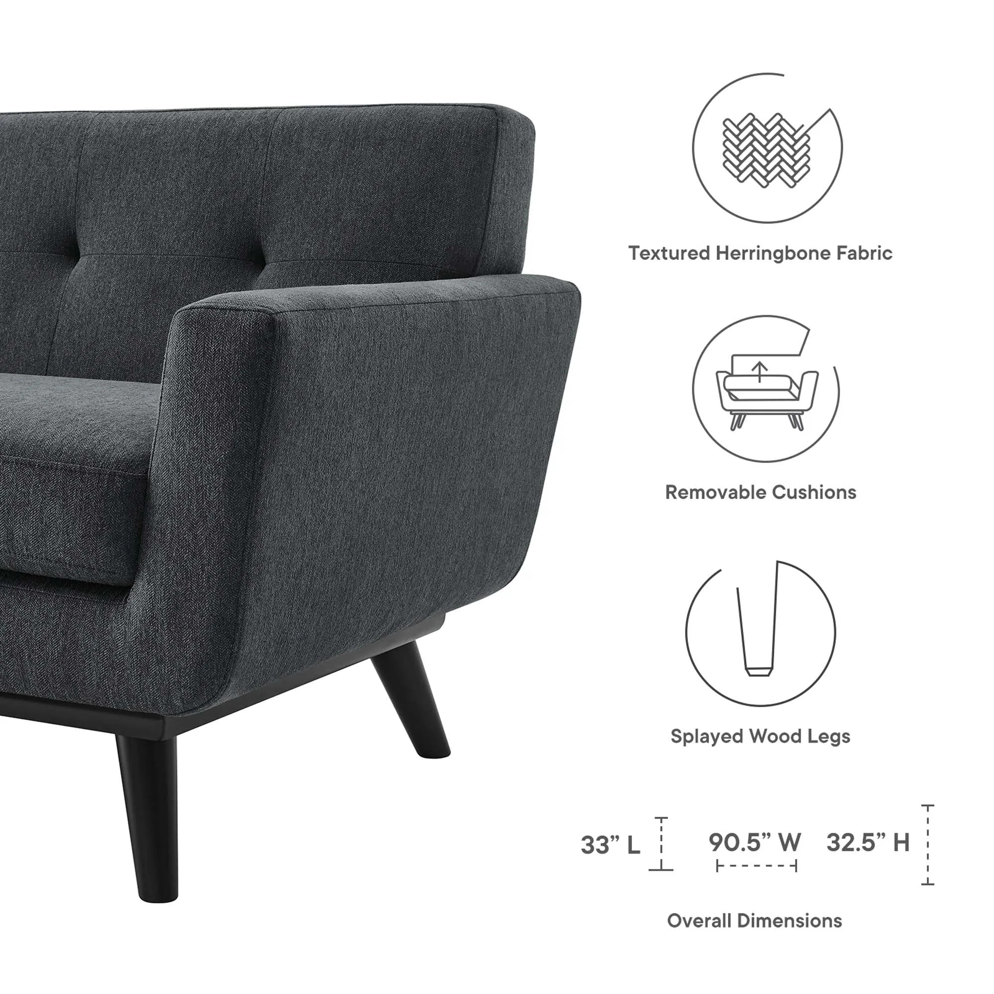 Engage Herringbone Fabric Sofa by Modway