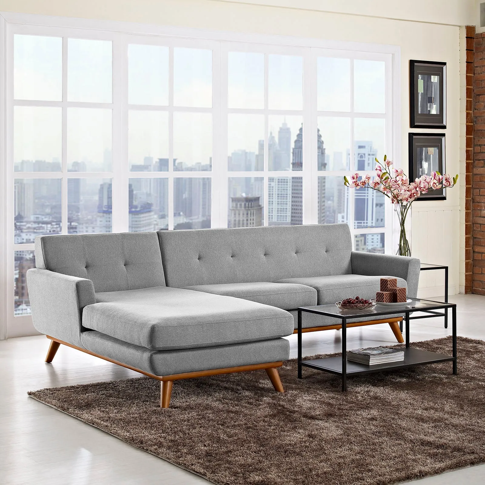 Engage Left-Facing Upholstered Fabric Sectional Sofa by Modway