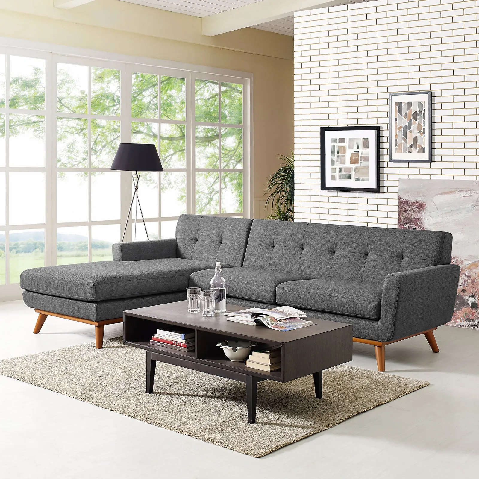 Engage Left-Facing Upholstered Fabric Sectional Sofa by Modway