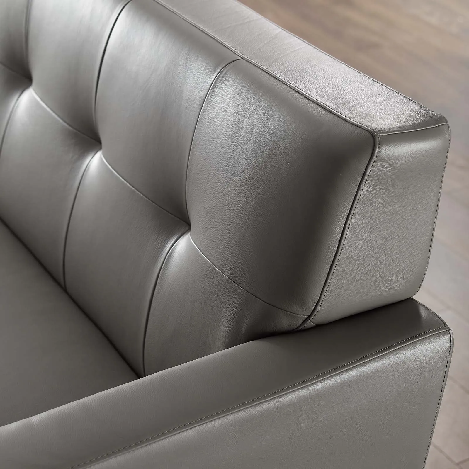 Engage Top-Grain Leather Living Room Lounge Sofa by Modway