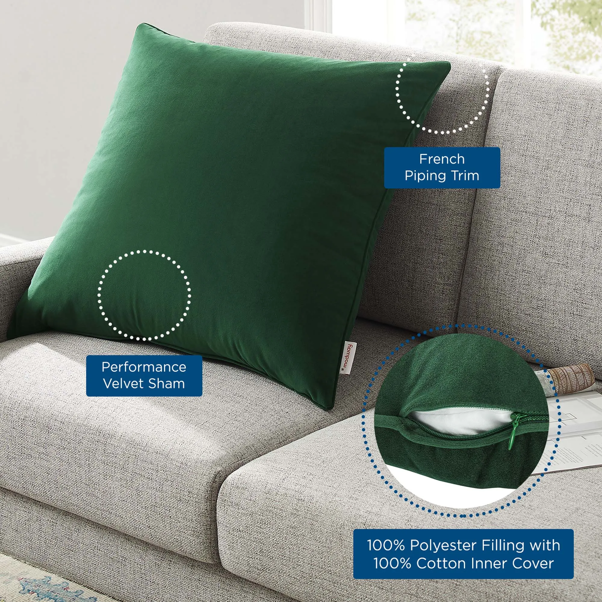 Enhance Performance Velvet Throw Pillow by Modway