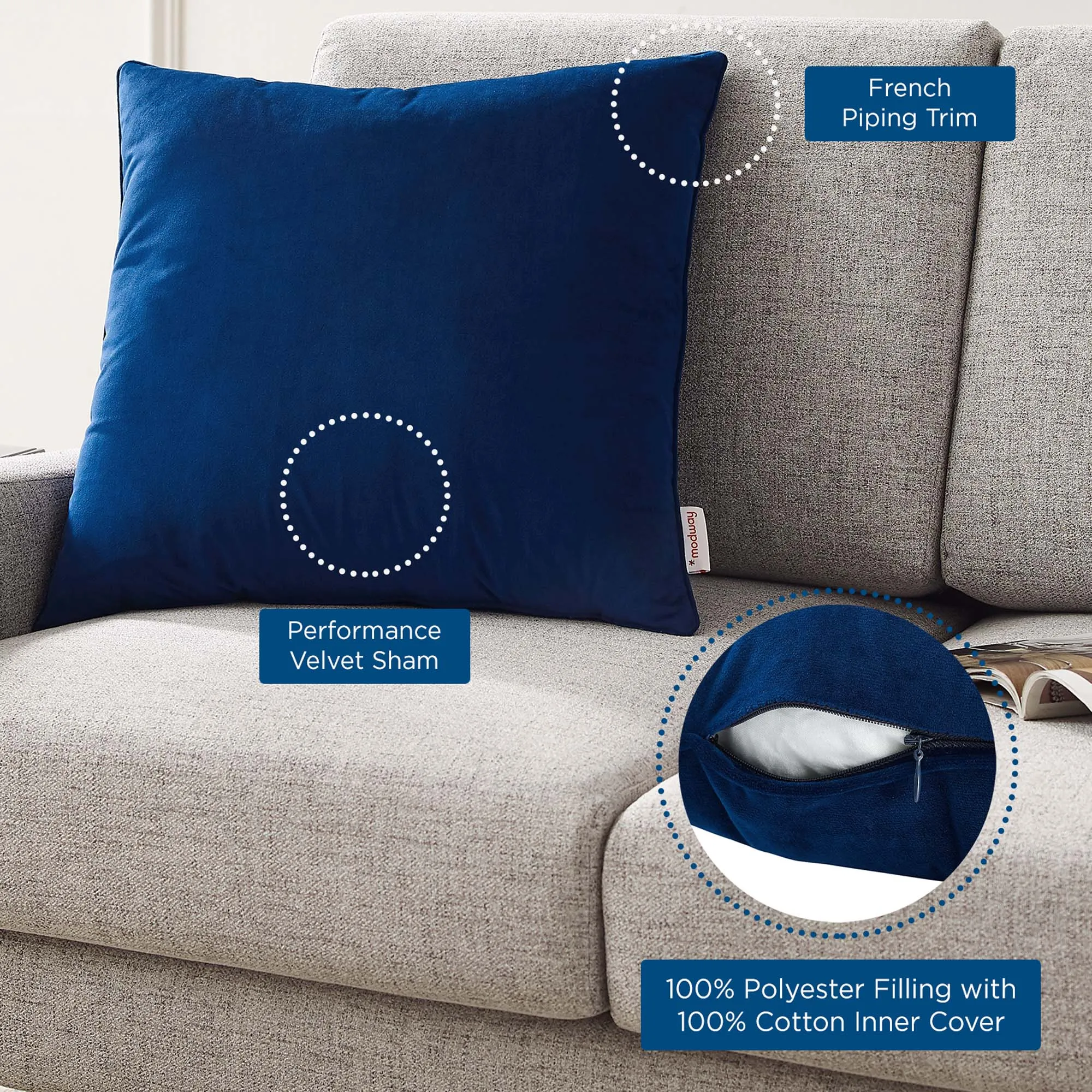 Enhance Performance Velvet Throw Pillow by Modway