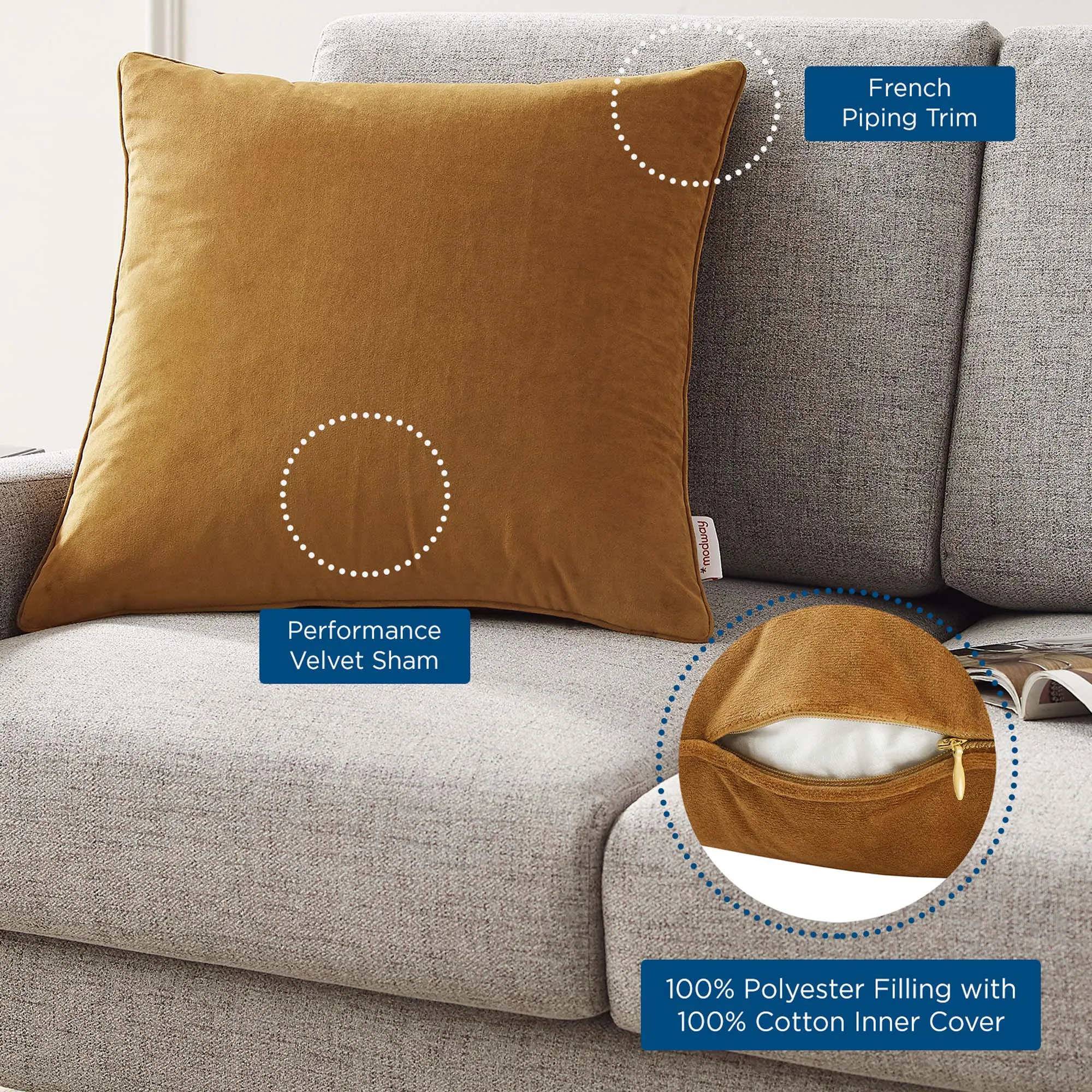 Enhance Performance Velvet Throw Pillow by Modway