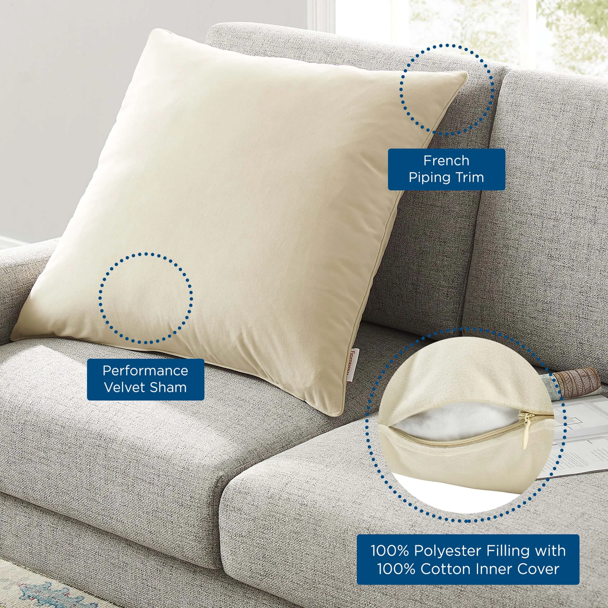 Enhance Performance Velvet Throw Pillow by Modway