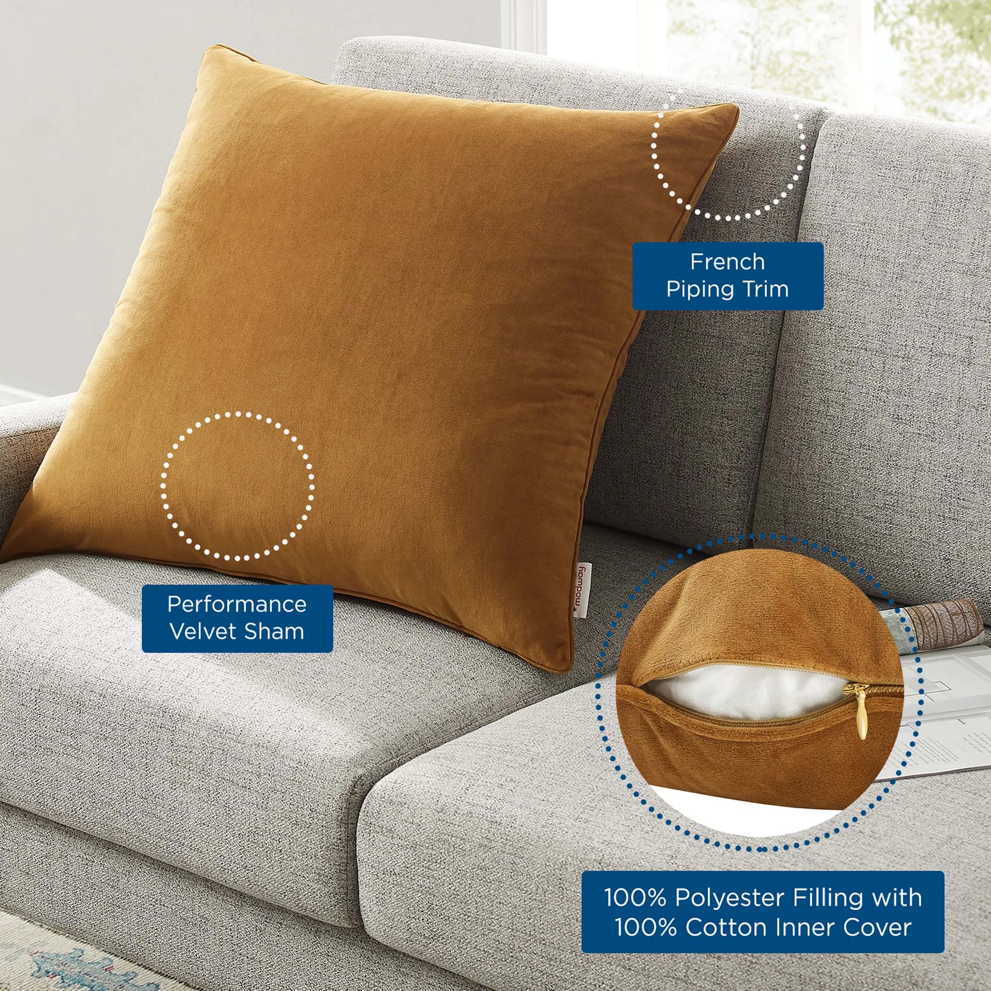 Enhance Performance Velvet Throw Pillow by Modway