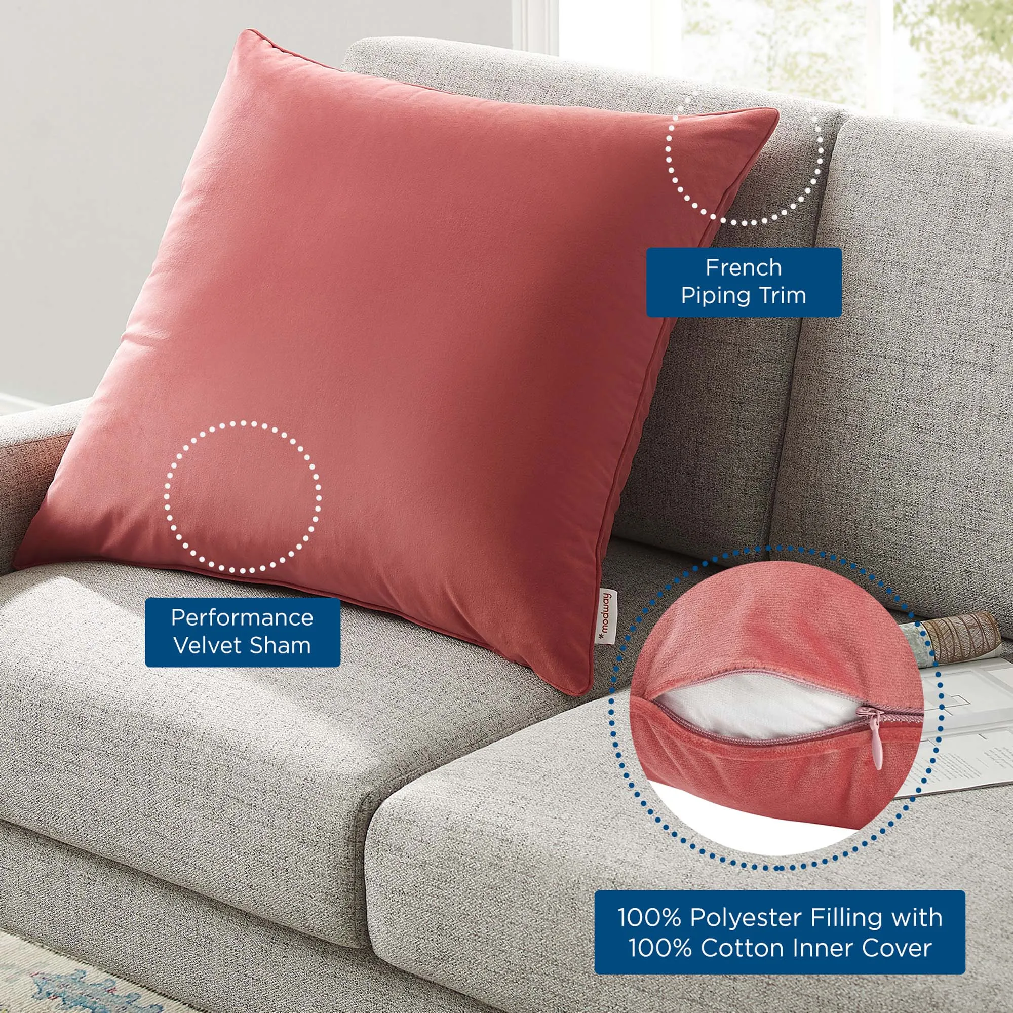 Enhance Performance Velvet Throw Pillow by Modway