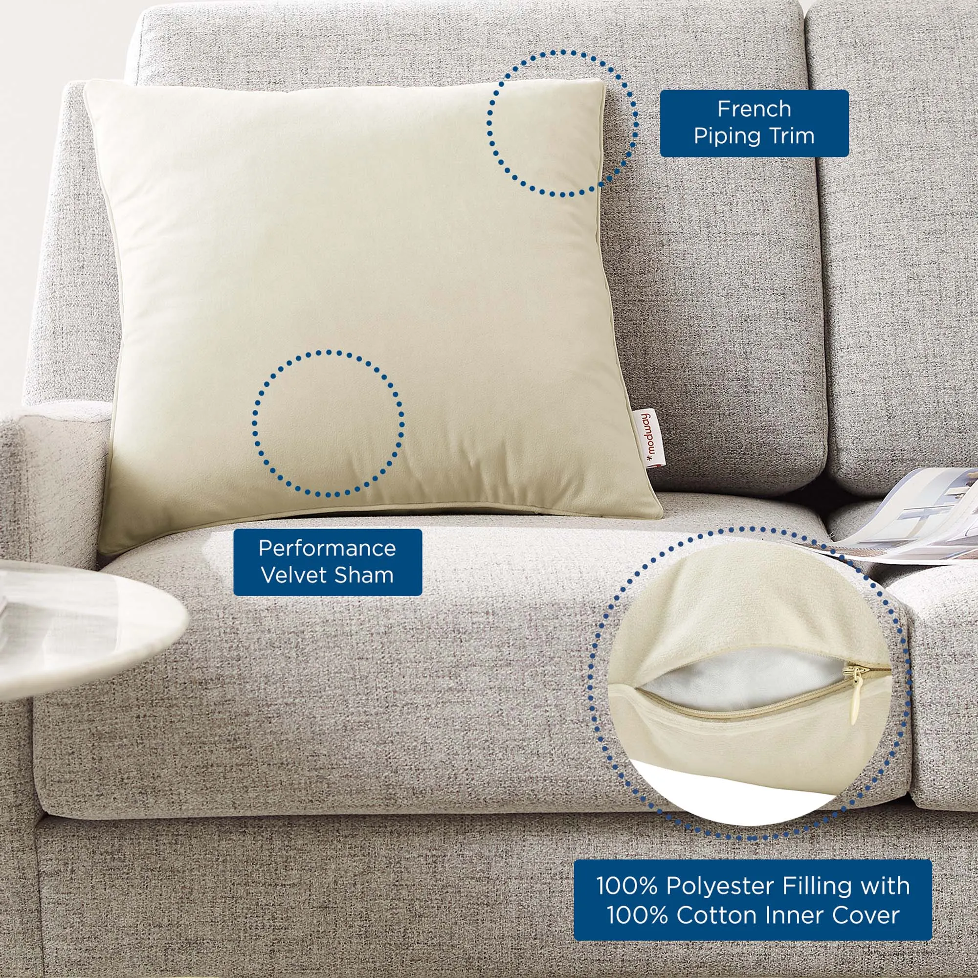 Enhance Performance Velvet Throw Pillow by Modway