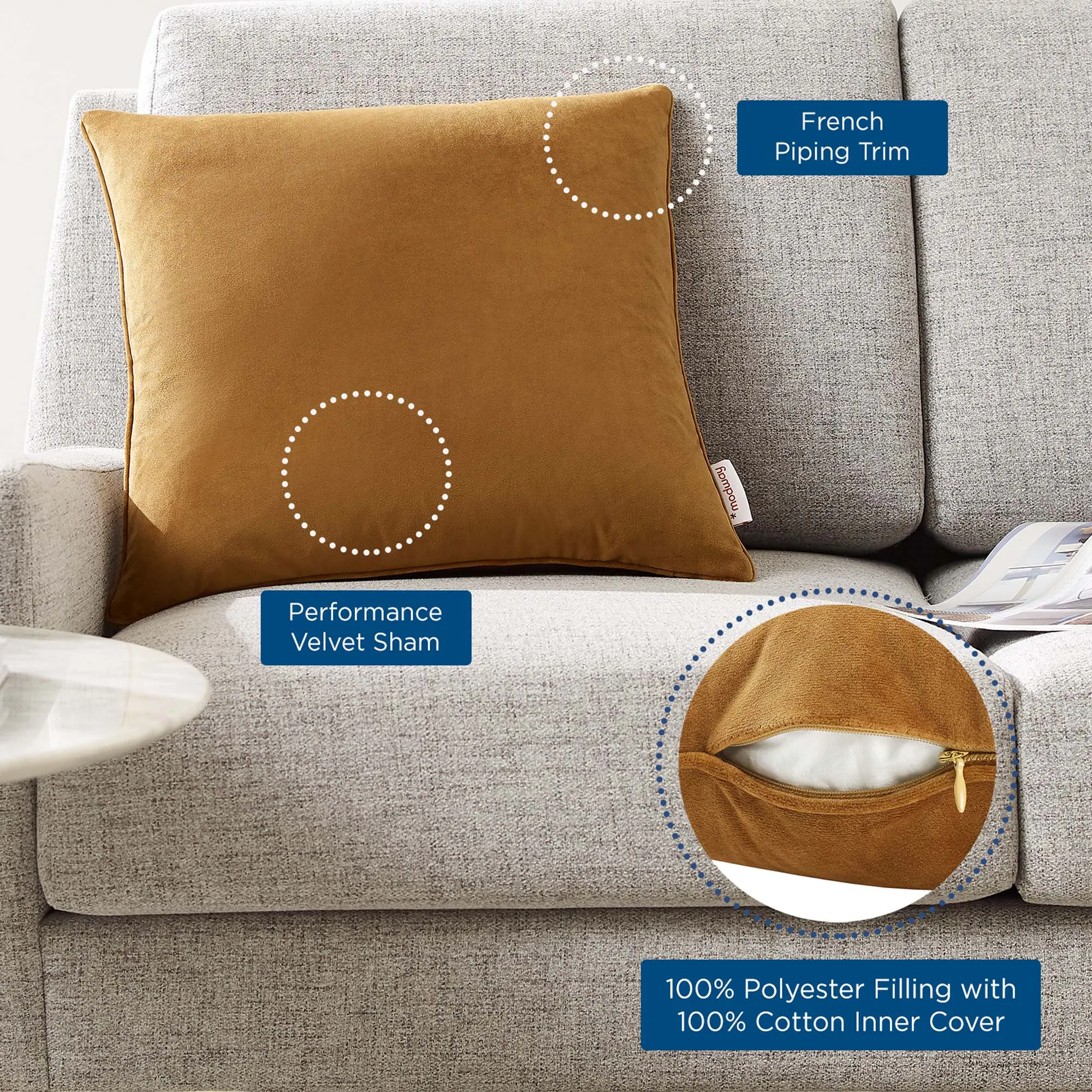 Enhance Performance Velvet Throw Pillow by Modway