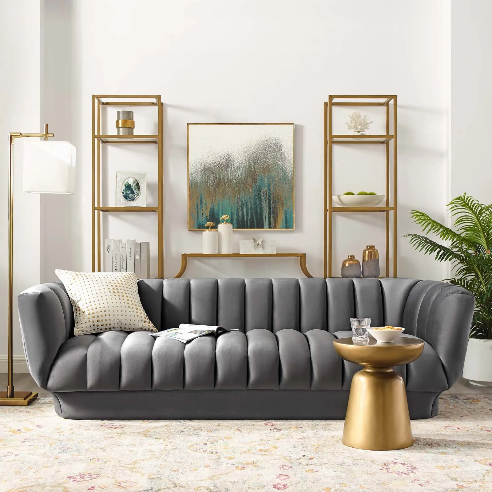 Entertain Vertical Channel Tufted Performance Velvet Sofa by Modway