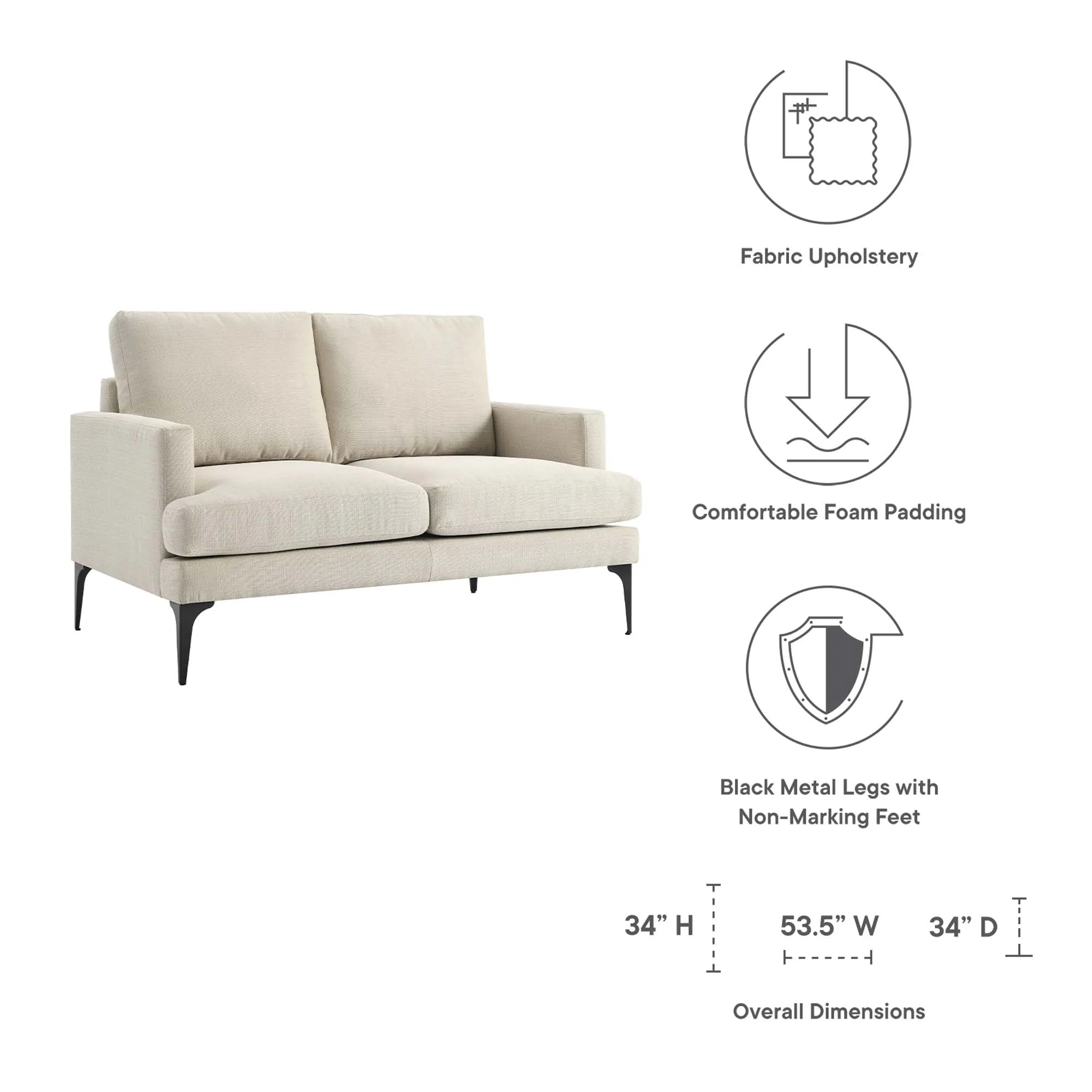 Evermore Upholstered Fabric Loveseat by Modway