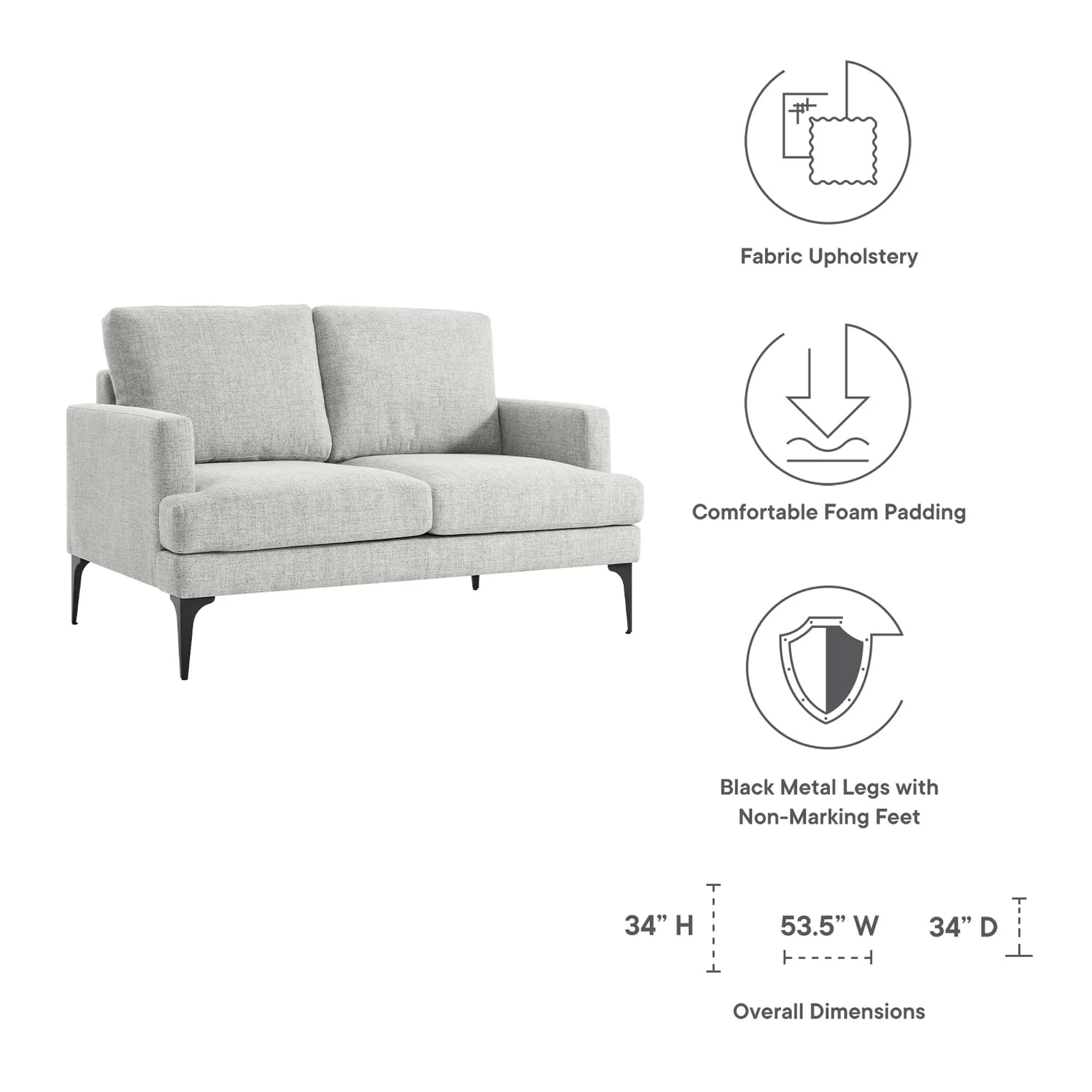 Evermore Upholstered Fabric Loveseat by Modway