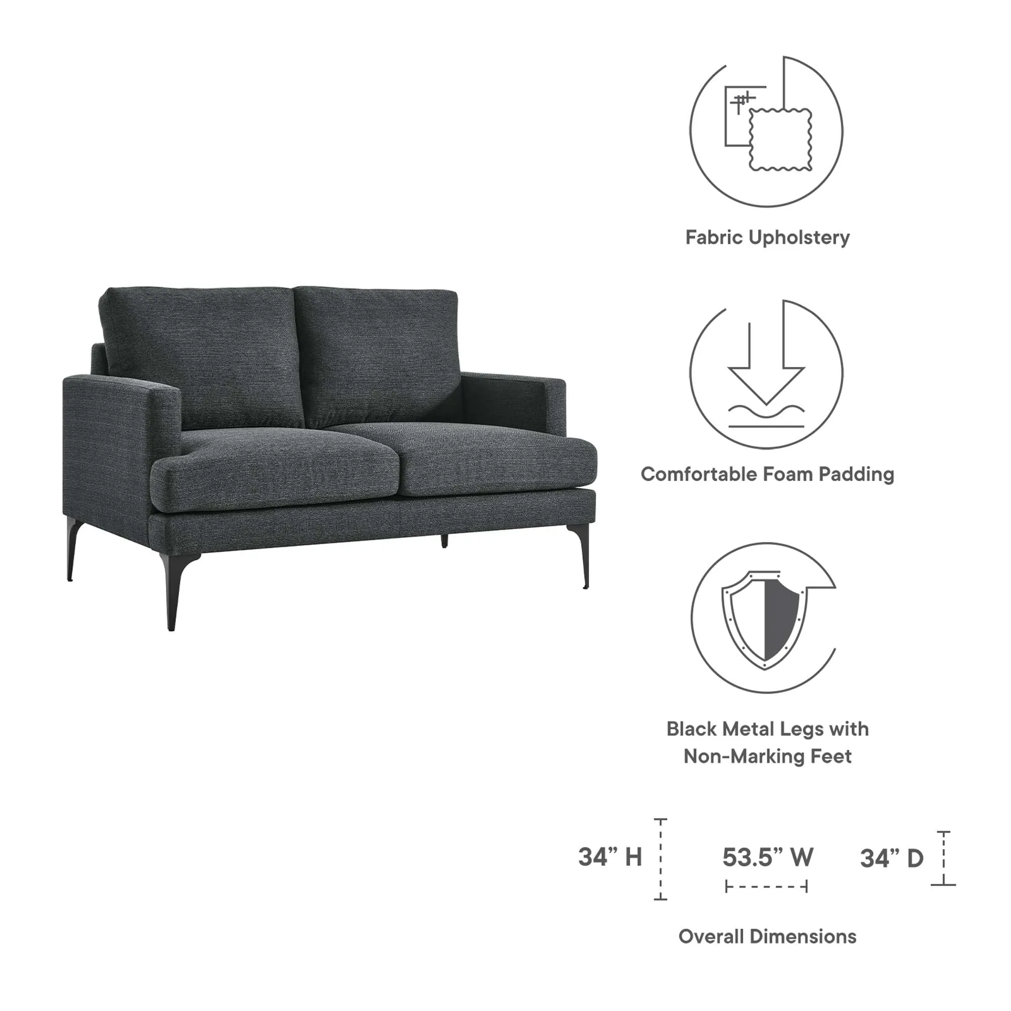 Evermore Upholstered Fabric Loveseat by Modway