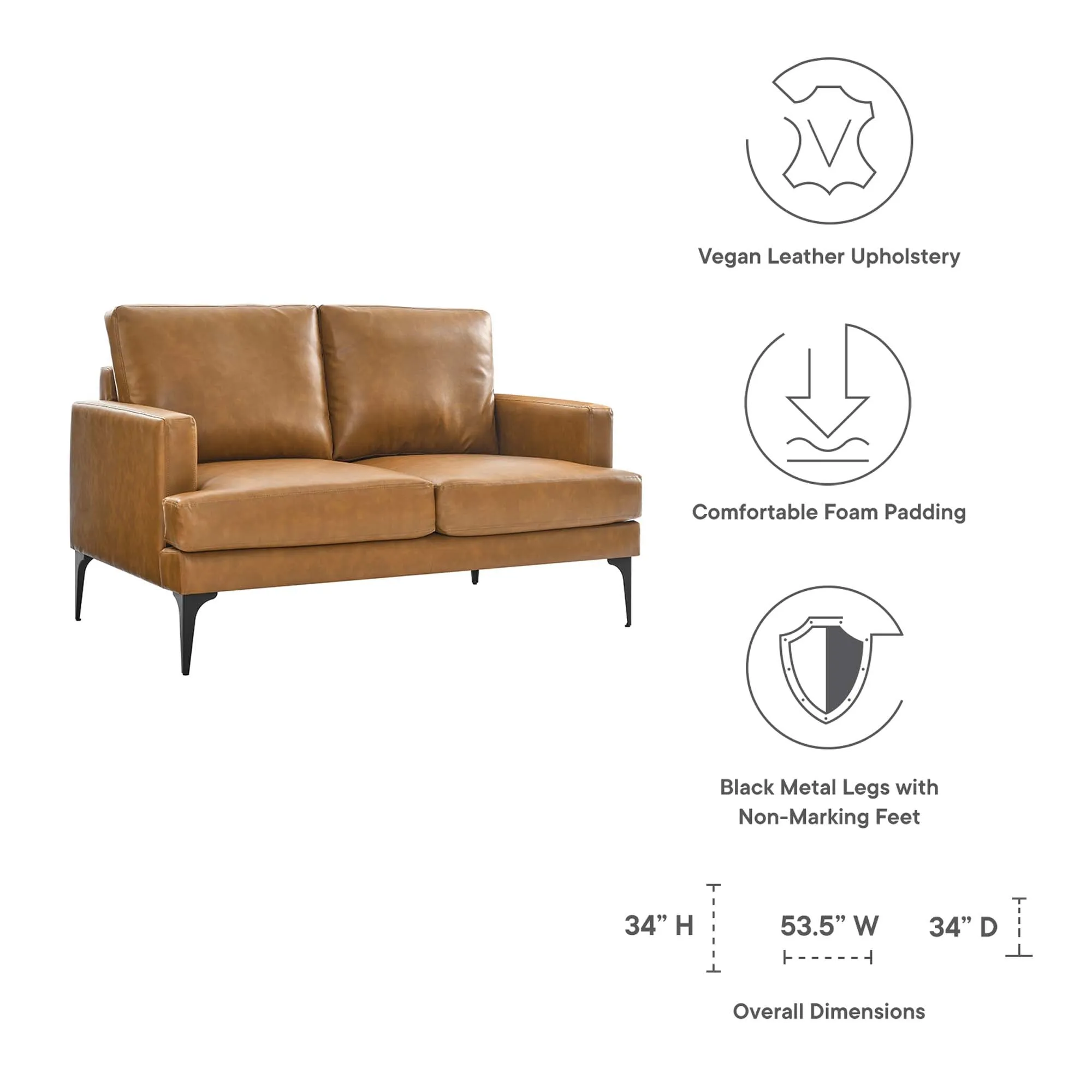 Evermore Vegan Leather Loveseat by Modway