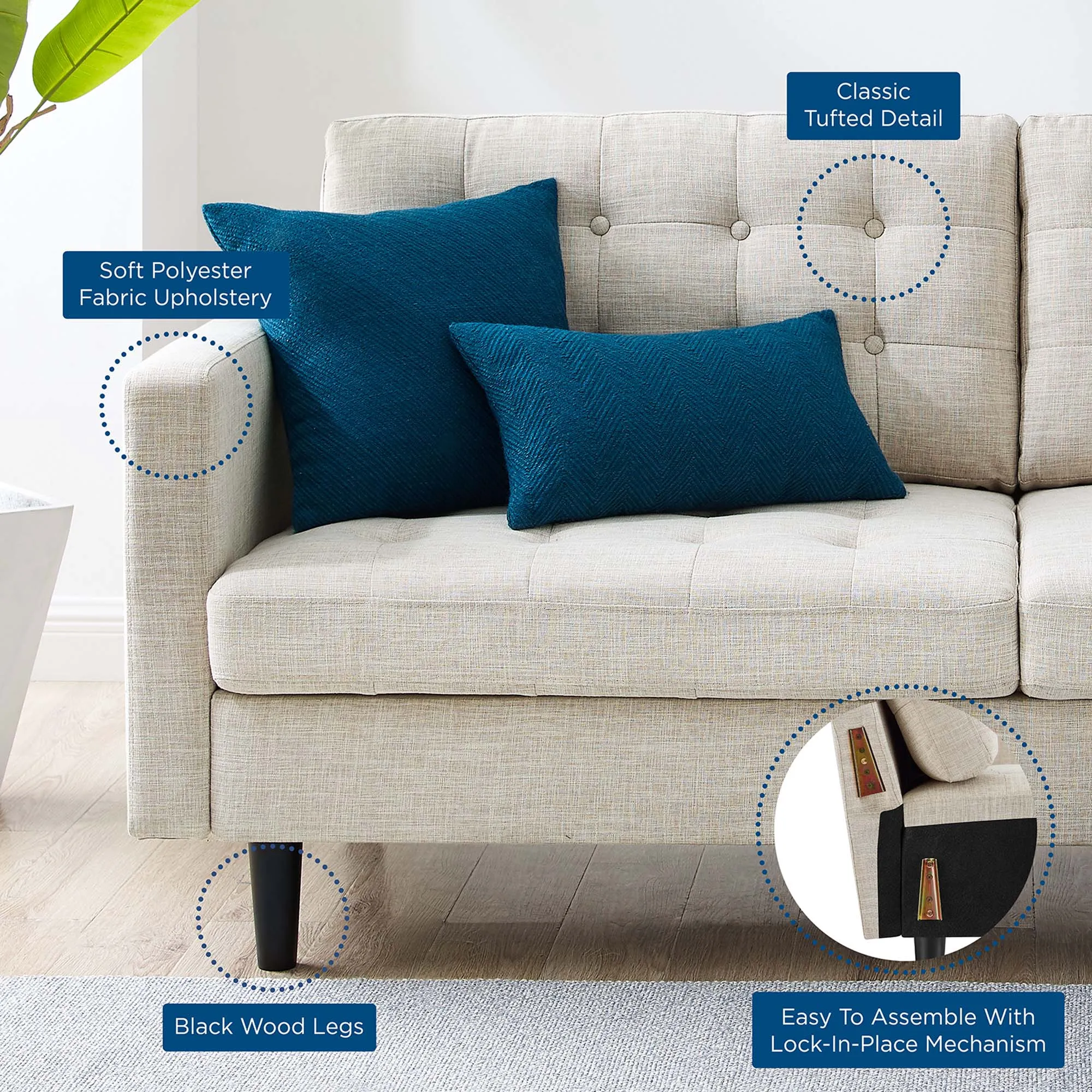 Exalt Tufted Fabric Sofa by Modway