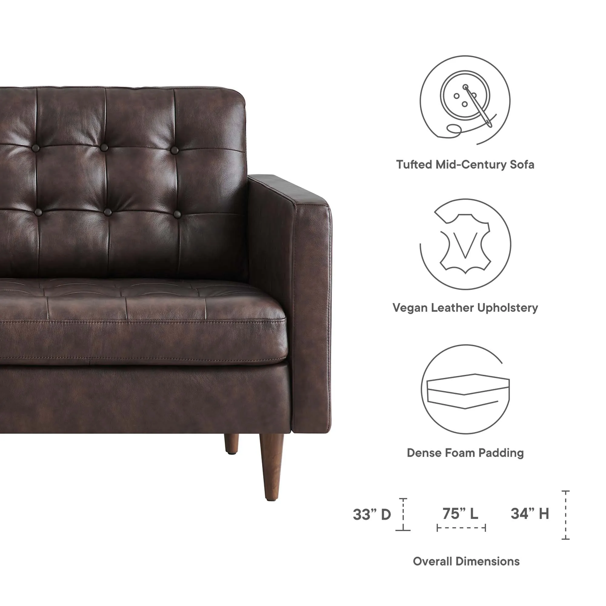 Exalt Tufted Leather Sofa by Modway