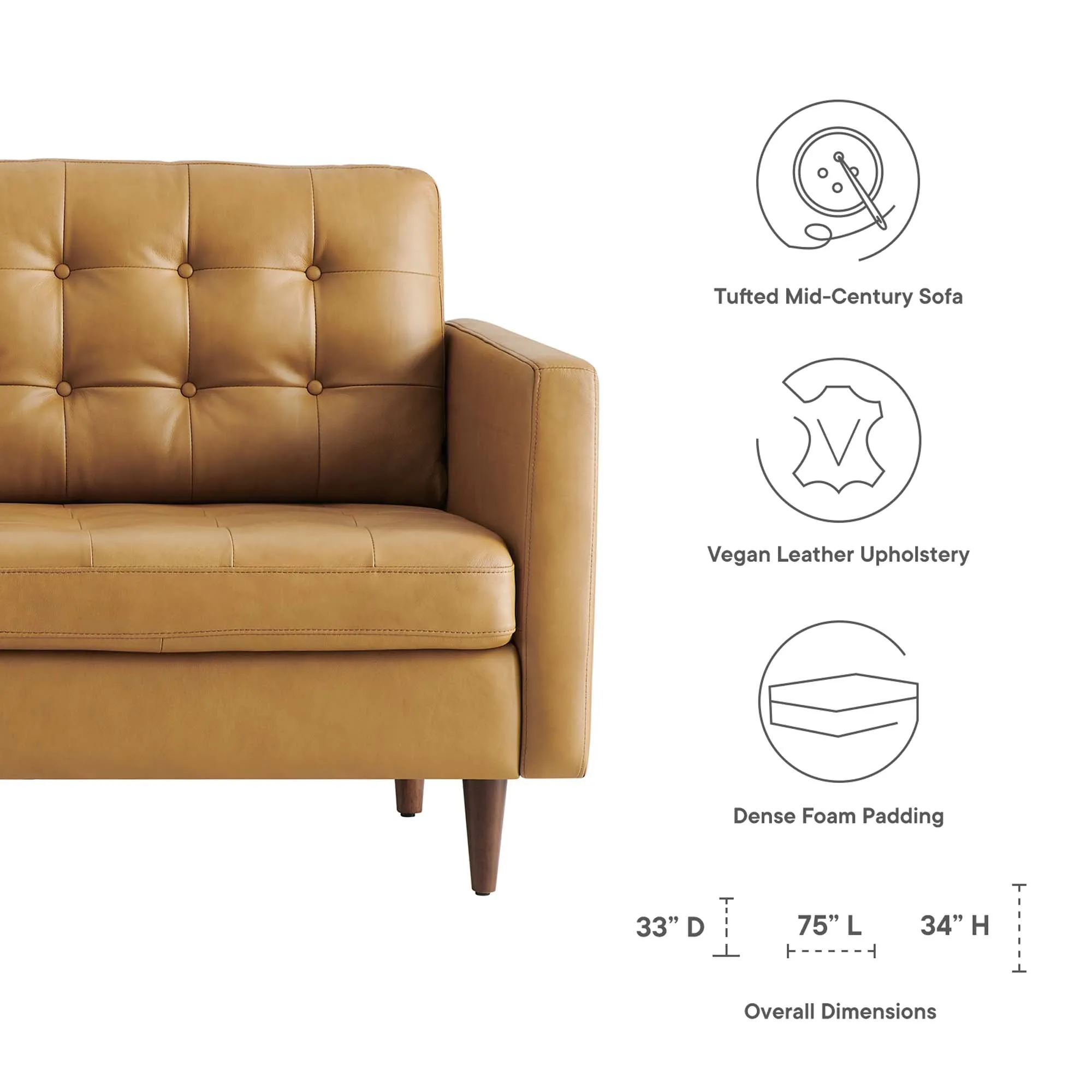 Exalt Tufted Leather Sofa by Modway