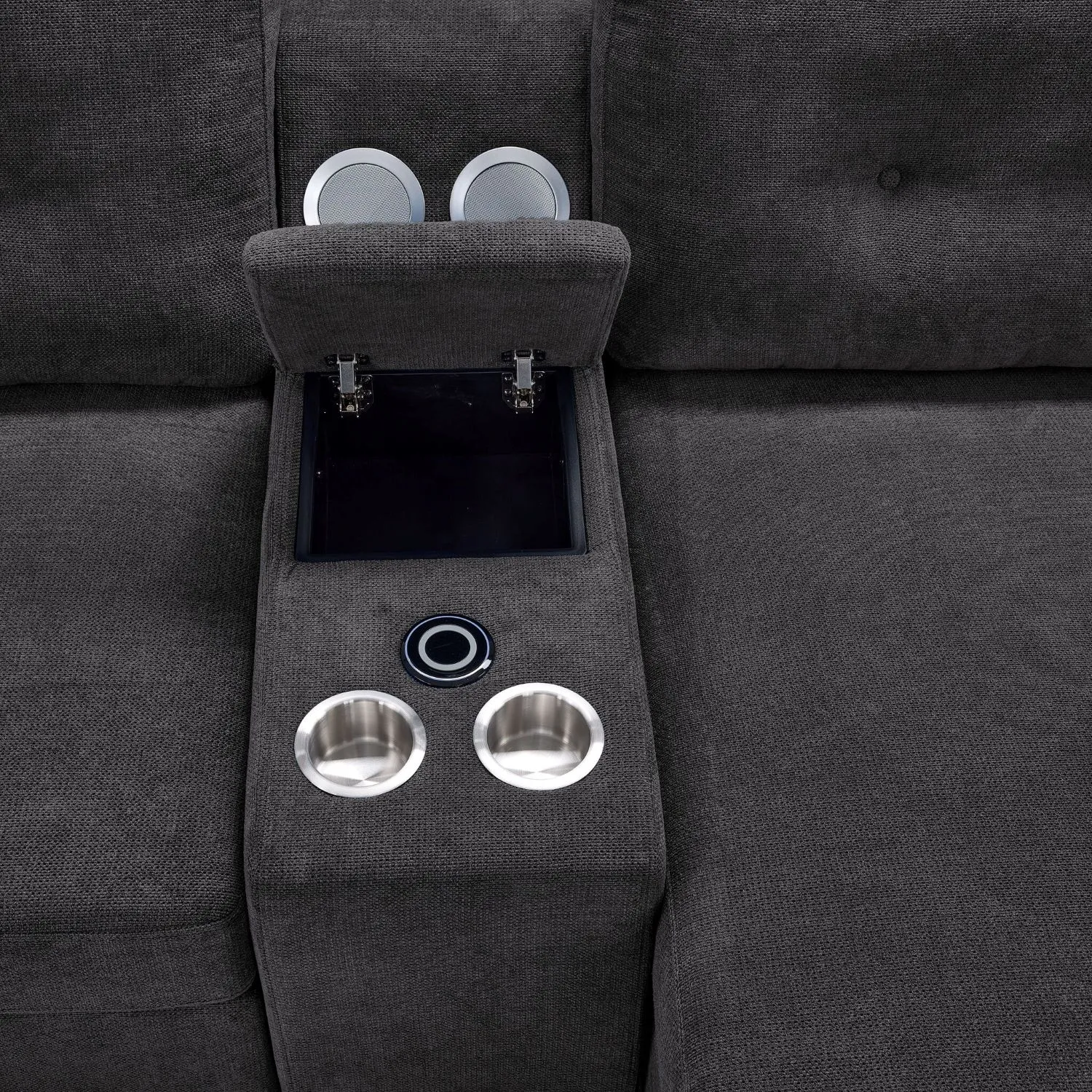 Feeling Connected - Connex 6-Piece Modular Sectional with Storage Console - Dark Grey