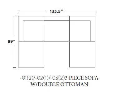 Fluffy 3 Piece Sofa W/Double Ottoman