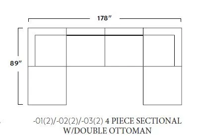 Fluffy 4 Piece Sectional W/Double Otto