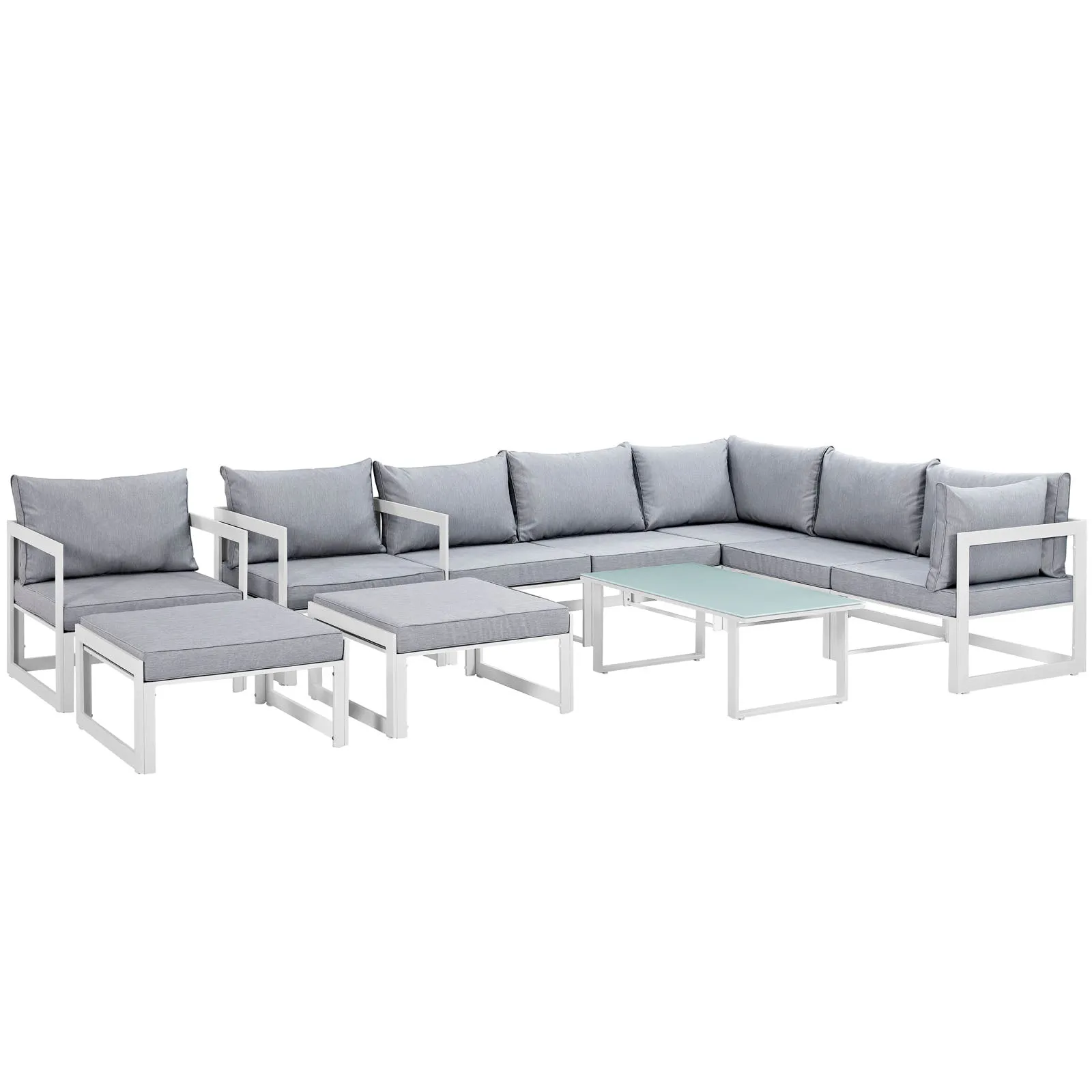 Fortuna 10 Piece Outdoor Patio Sectional Sofa Set by Modway