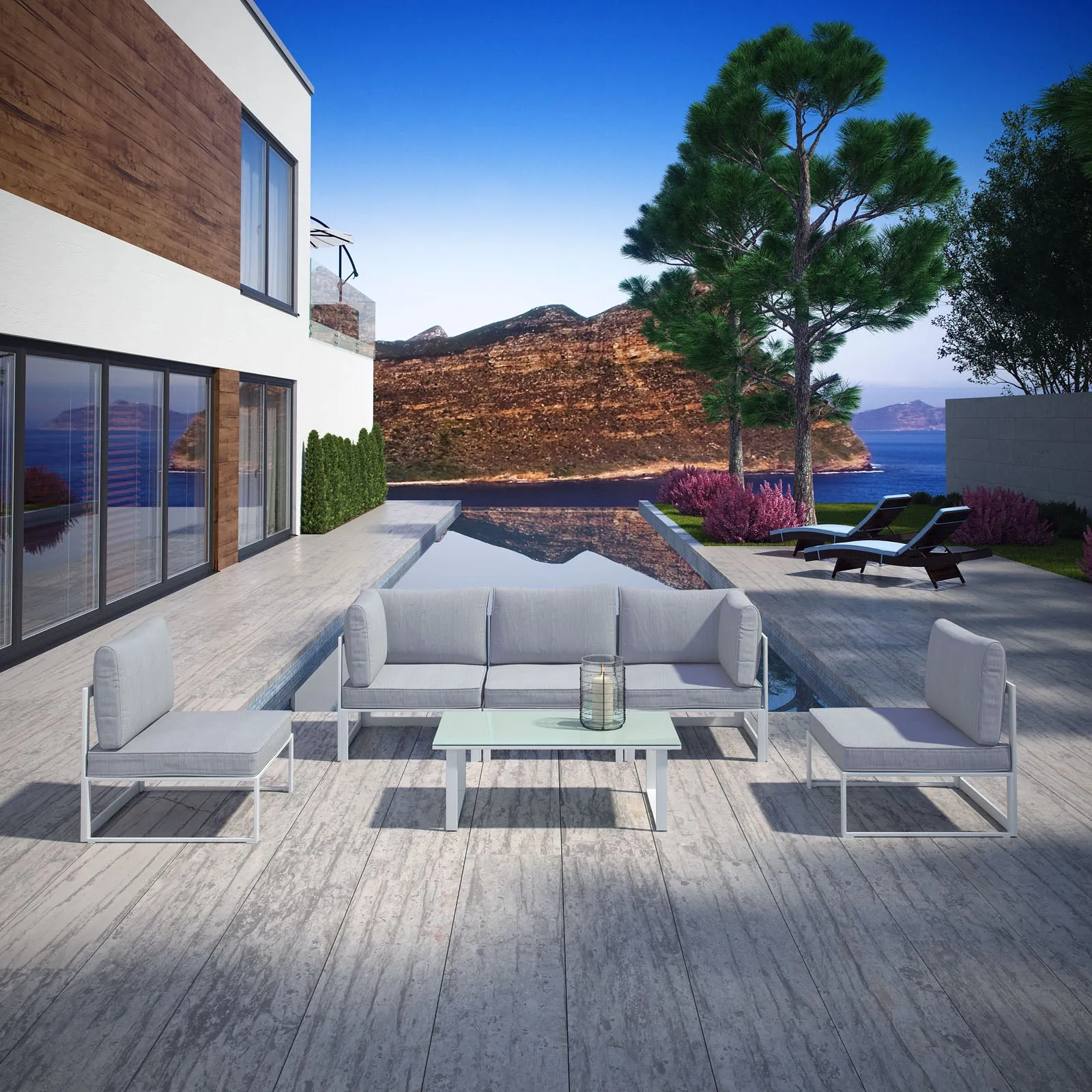 Fortuna 6 Piece Outdoor Patio Sectional Sofa Set by Modway