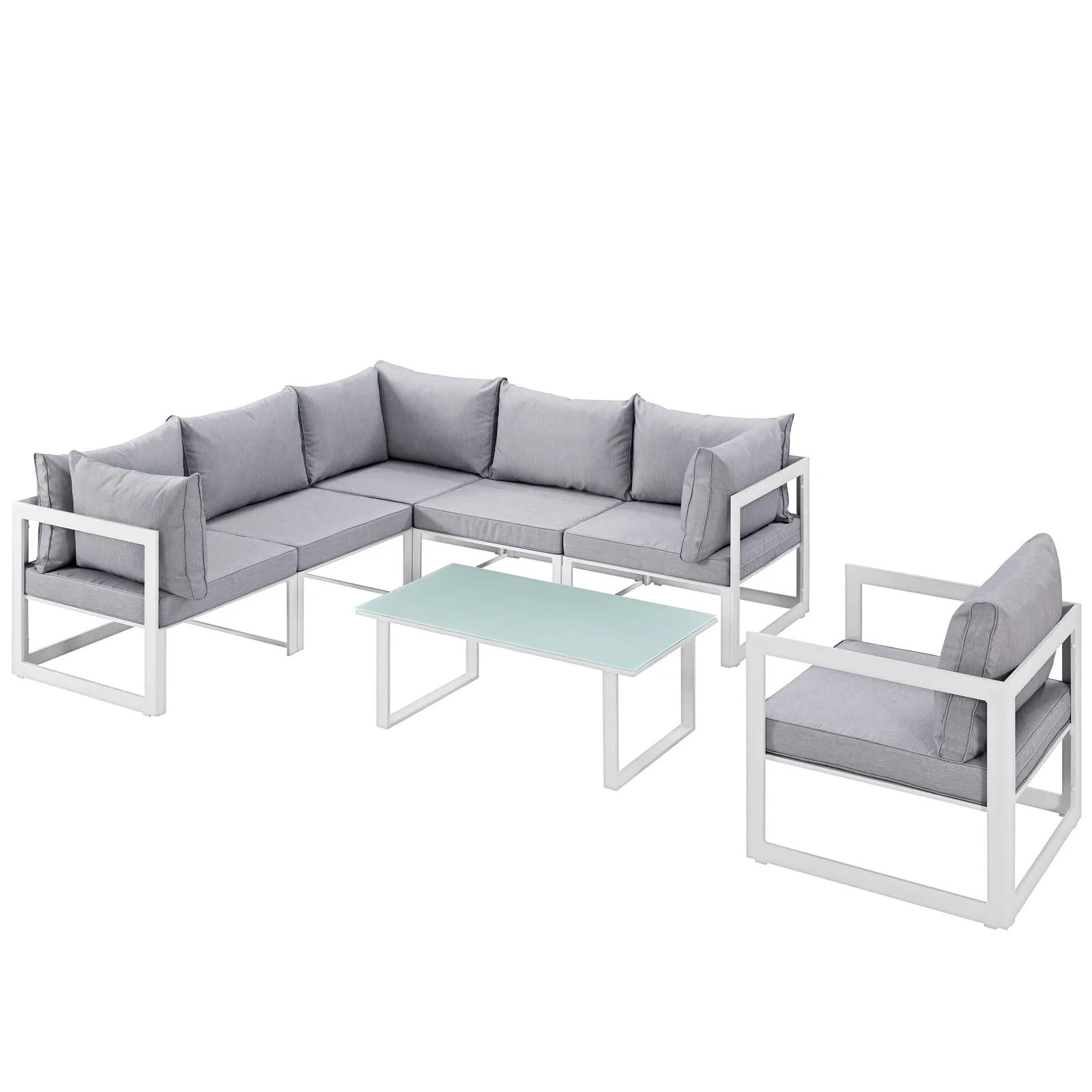Fortuna 7 Piece Outdoor Patio Sectional Sofa Set by Modway