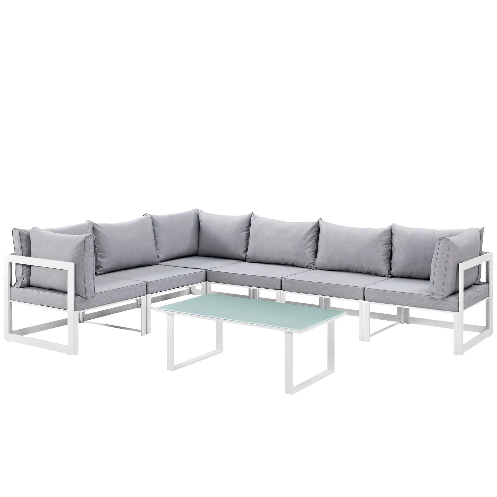 Fortuna 7 Piece Outdoor Patio Sectional Sofa Set by Modway