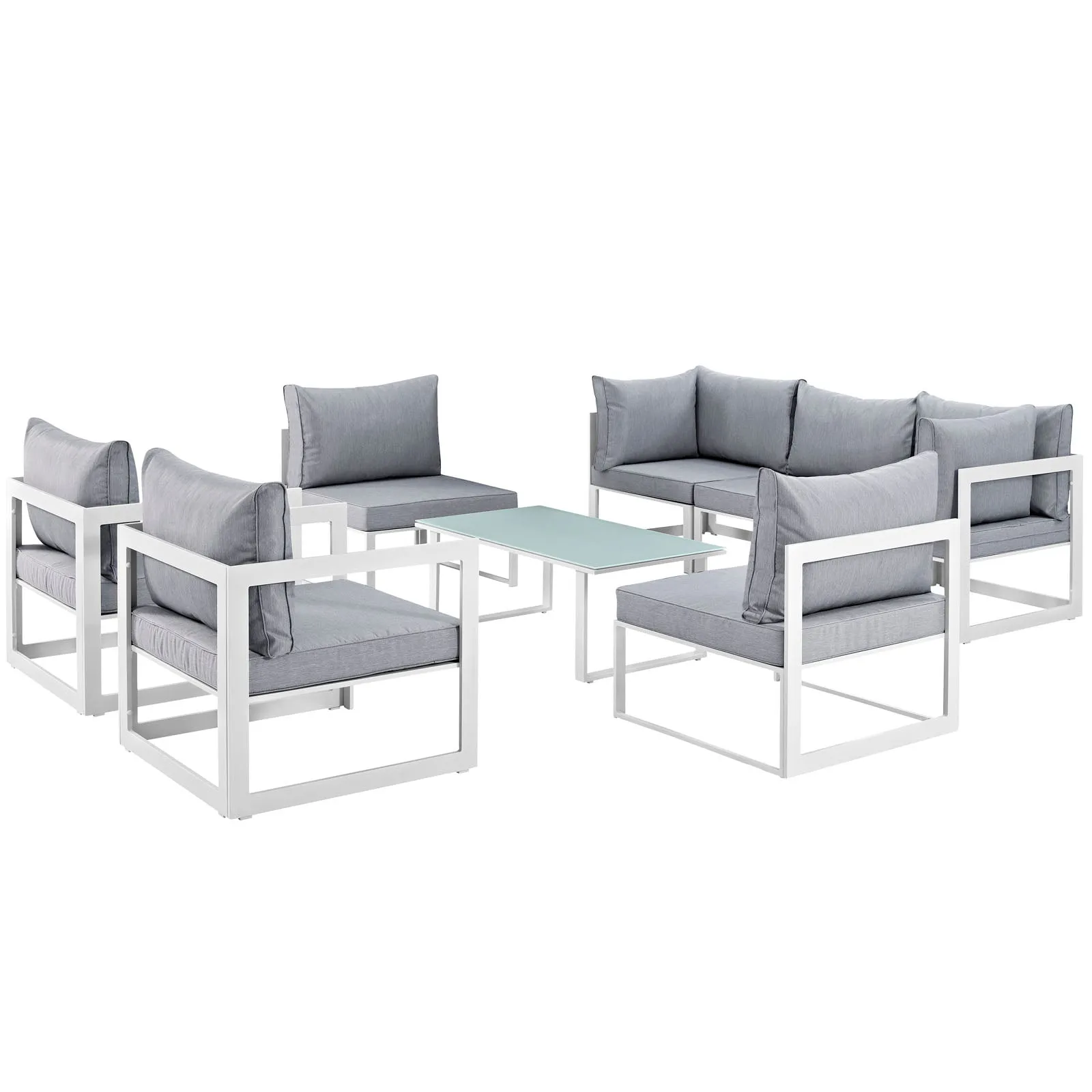 Fortuna 8 Piece Outdoor Patio Sectional Sofa Set by Modway