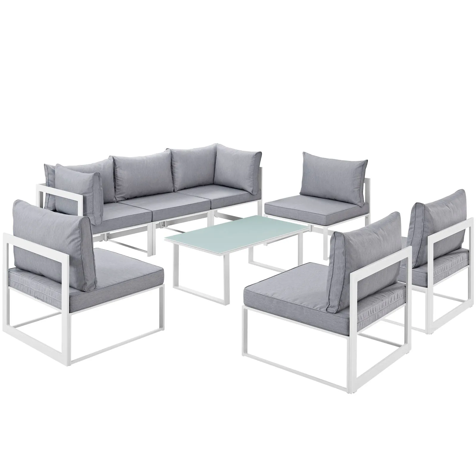 Fortuna 8 Piece Outdoor Patio Sectional Sofa Set by Modway