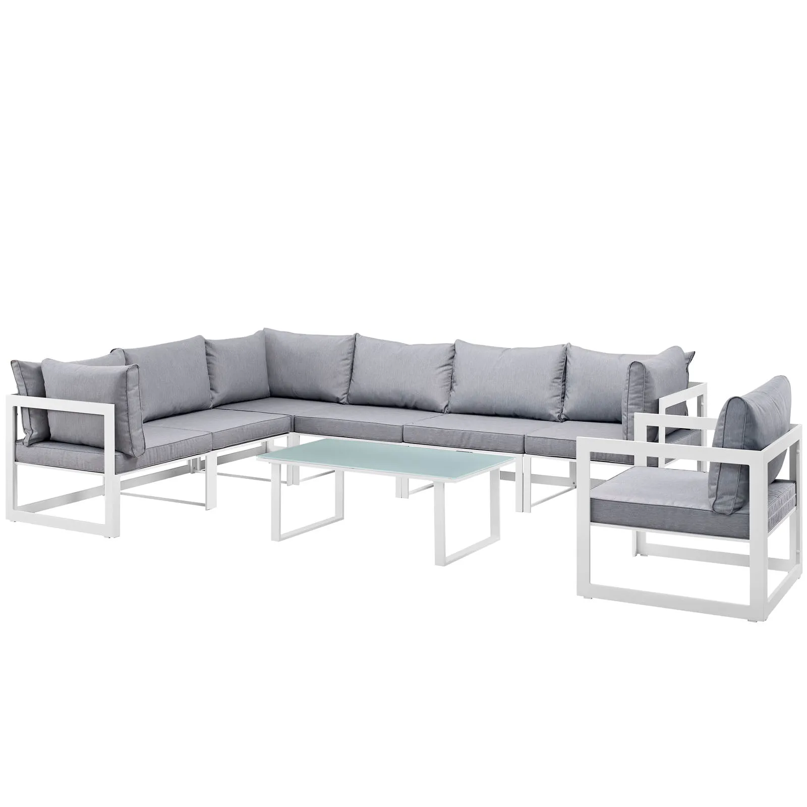 Fortuna 8 Piece Outdoor Patio Sectional Sofa Set by Modway