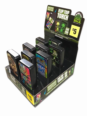 Glow in The Dark Flip Top Torch Lighter - 9 Pieces Per Retail Ready Display 40887
