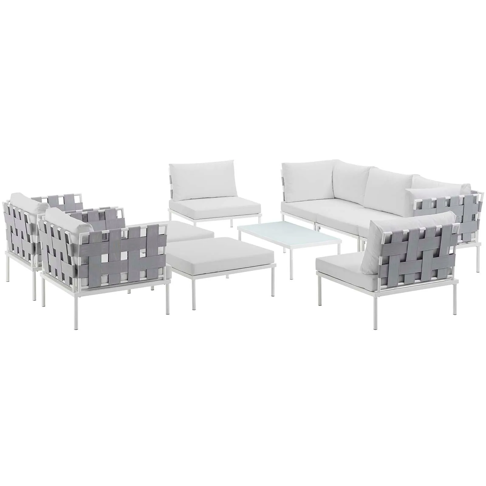 Harmony 10 Piece Outdoor Patio Aluminum Sectional Sofa Set by Modway