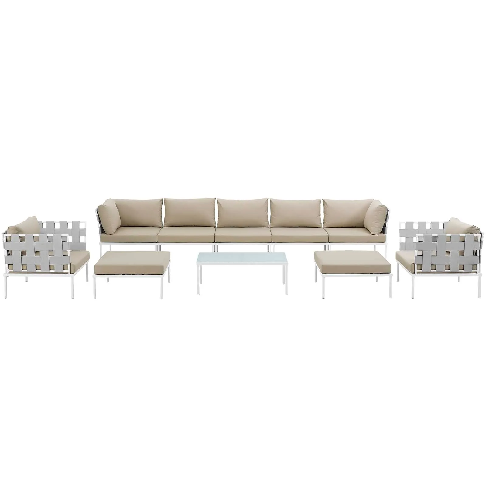 Harmony 10 Piece Outdoor Patio Aluminum Sectional Sofa Set by Modway