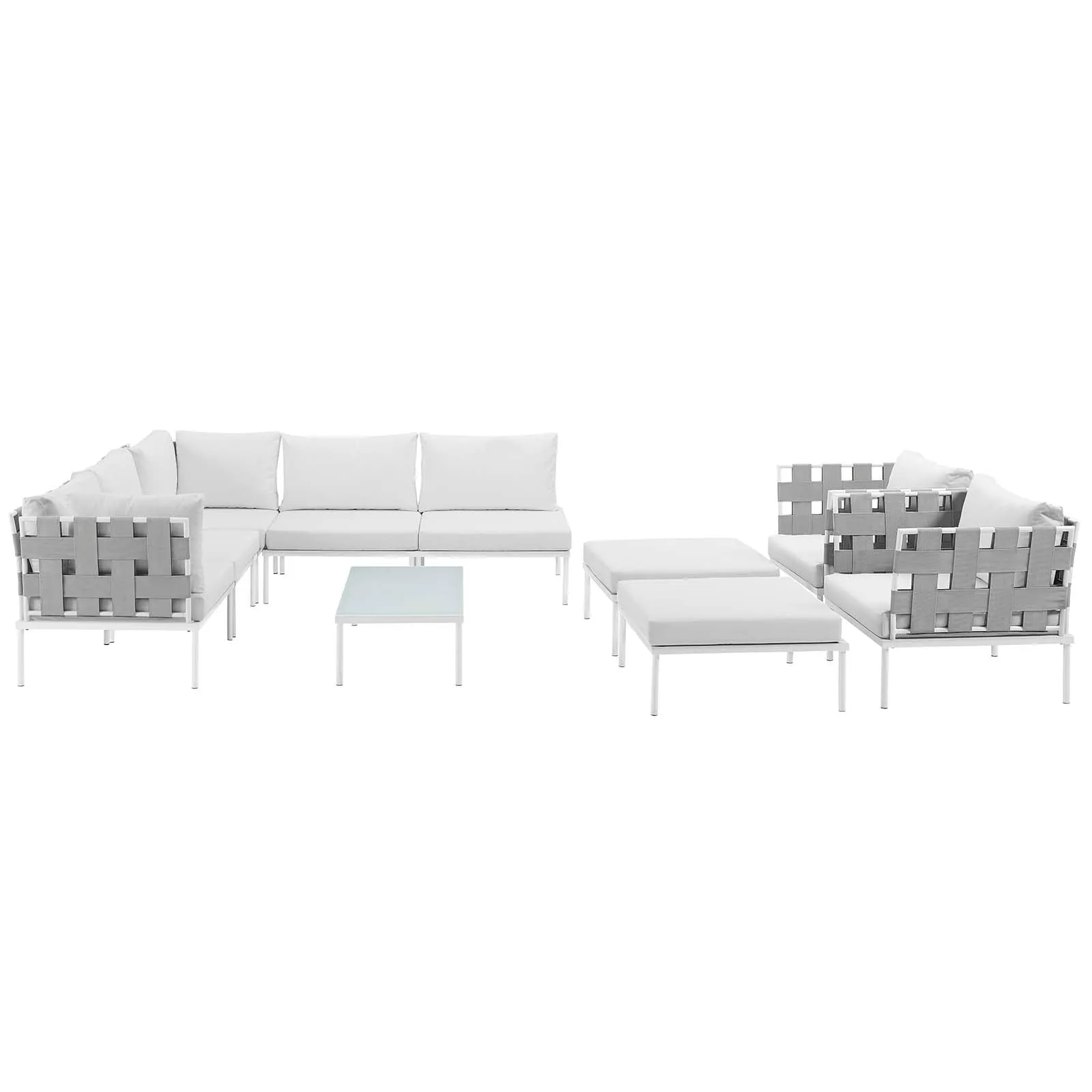 Harmony 10 Piece Outdoor Patio Aluminum Sectional Sofa Set by Modway
