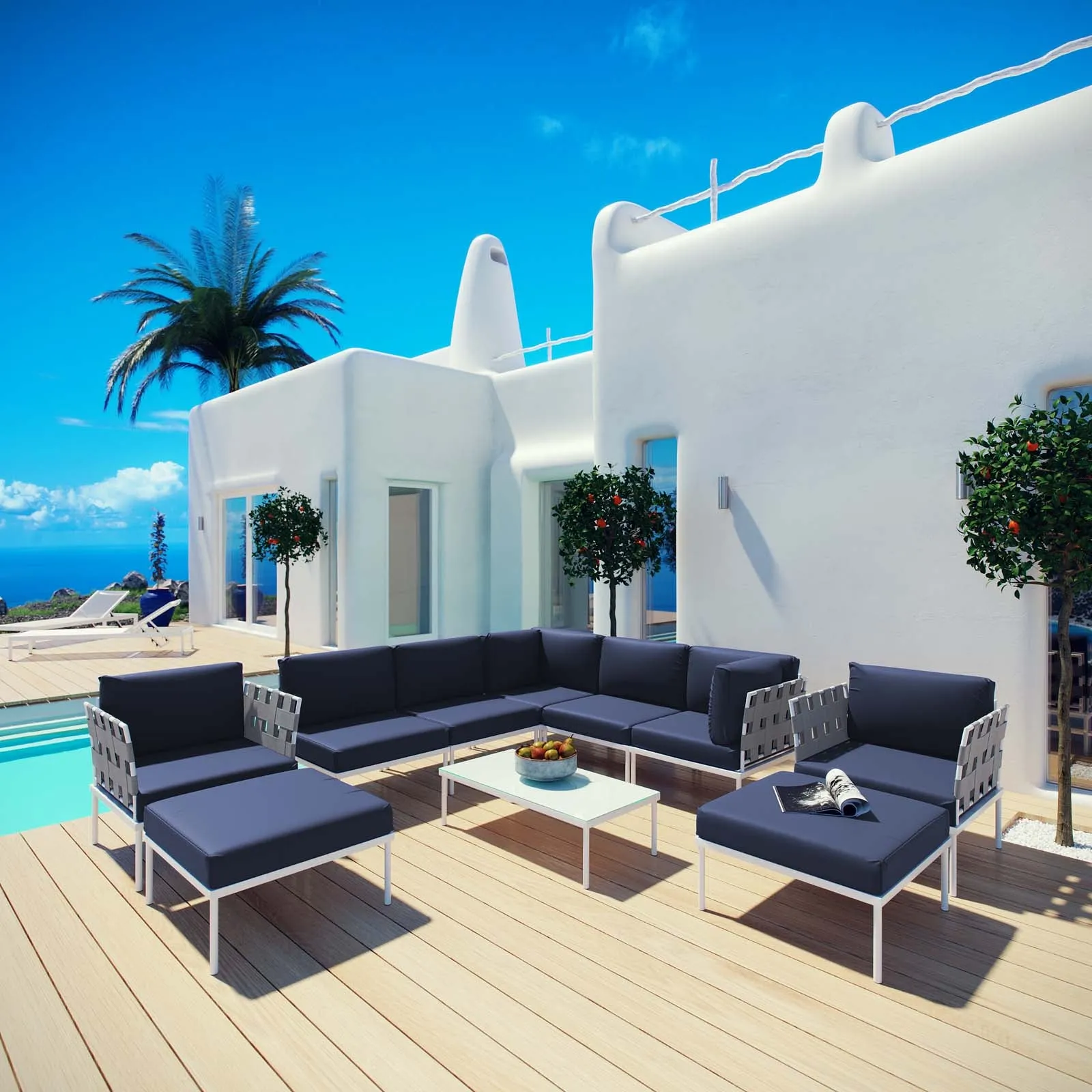 Harmony 10 Piece Outdoor Patio Aluminum Sectional Sofa Set by Modway