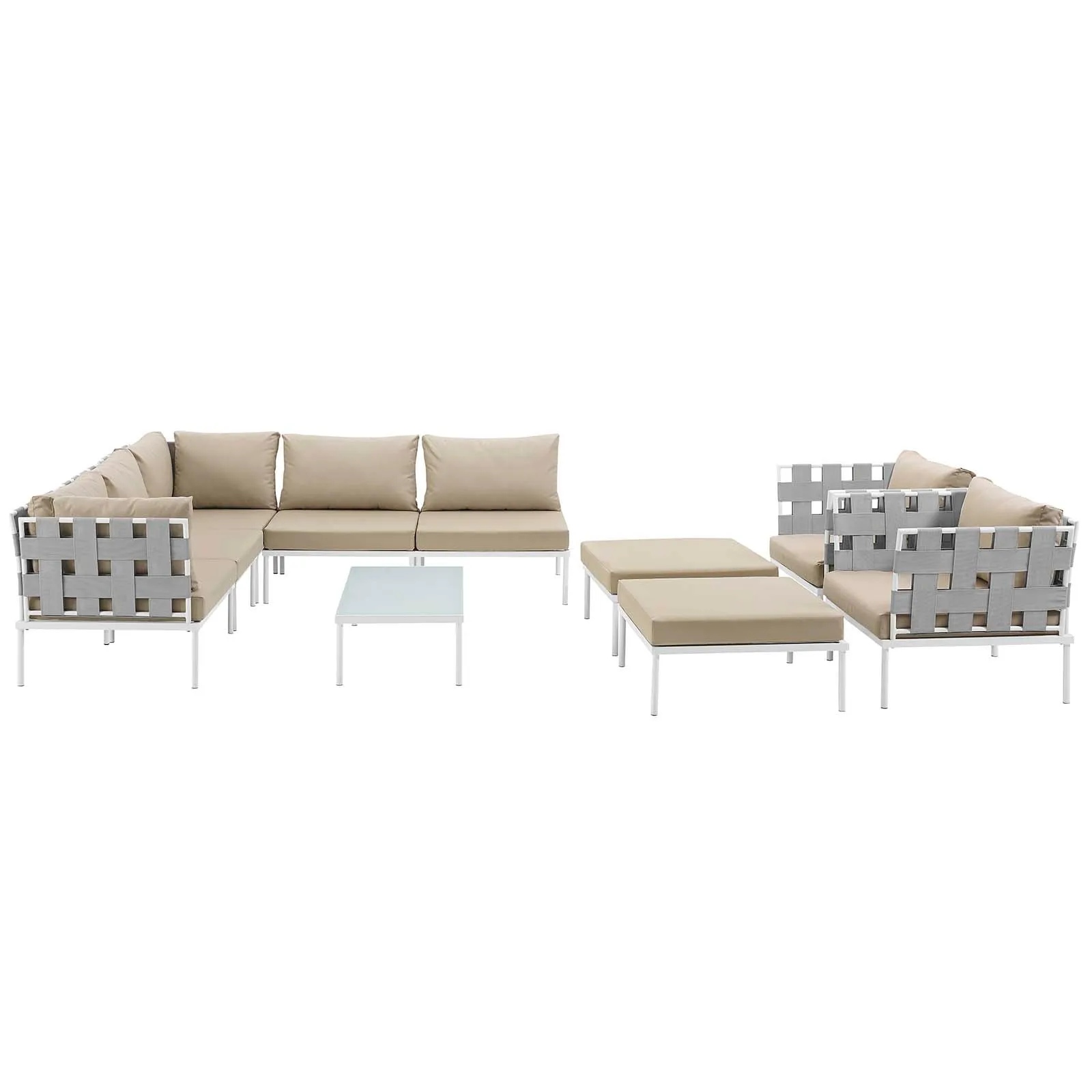 Harmony 10 Piece Outdoor Patio Aluminum Sectional Sofa Set by Modway