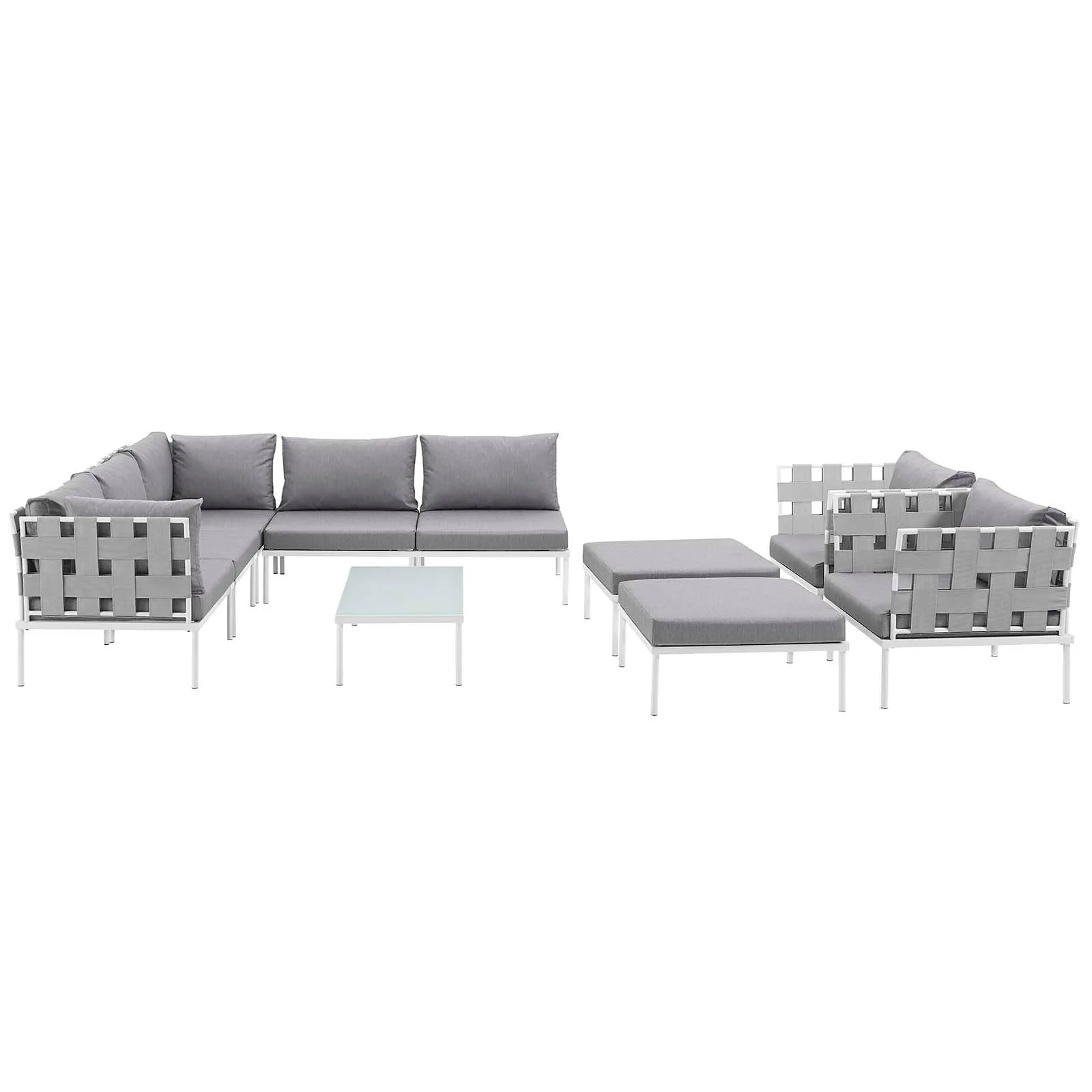 Harmony 10 Piece Outdoor Patio Aluminum Sectional Sofa Set by Modway