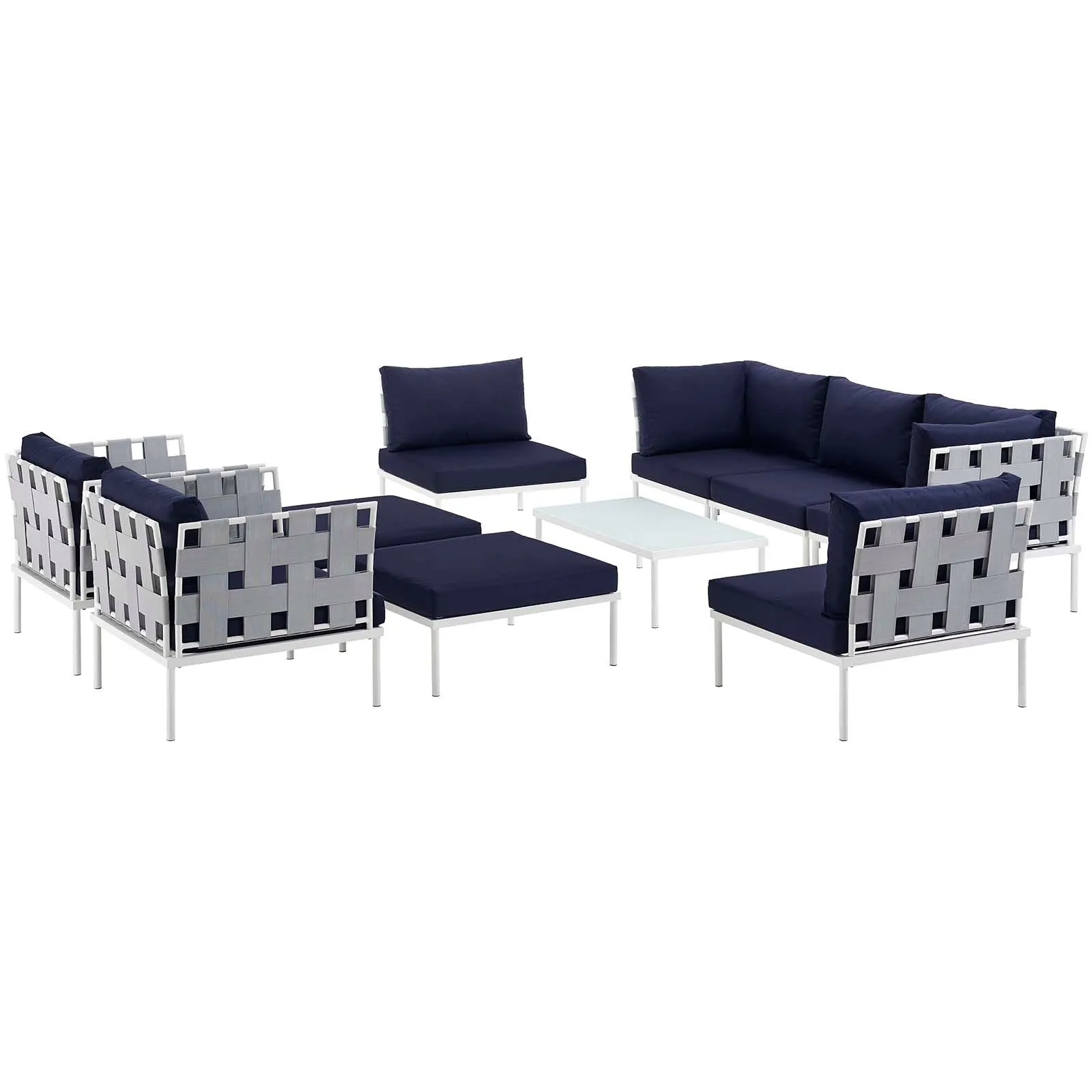 Harmony 10 Piece Outdoor Patio Aluminum Sectional Sofa Set by Modway