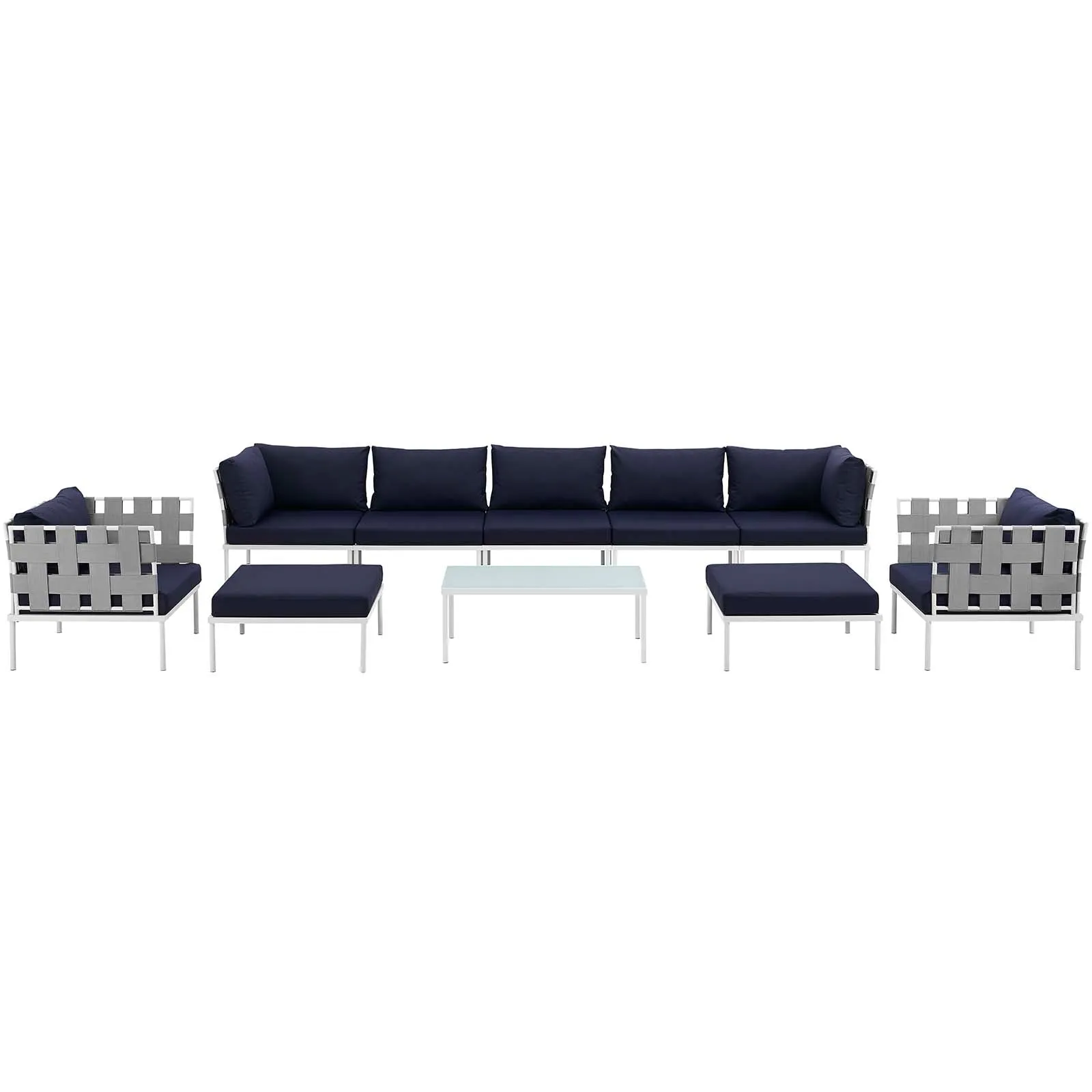 Harmony 10 Piece Outdoor Patio Aluminum Sectional Sofa Set by Modway