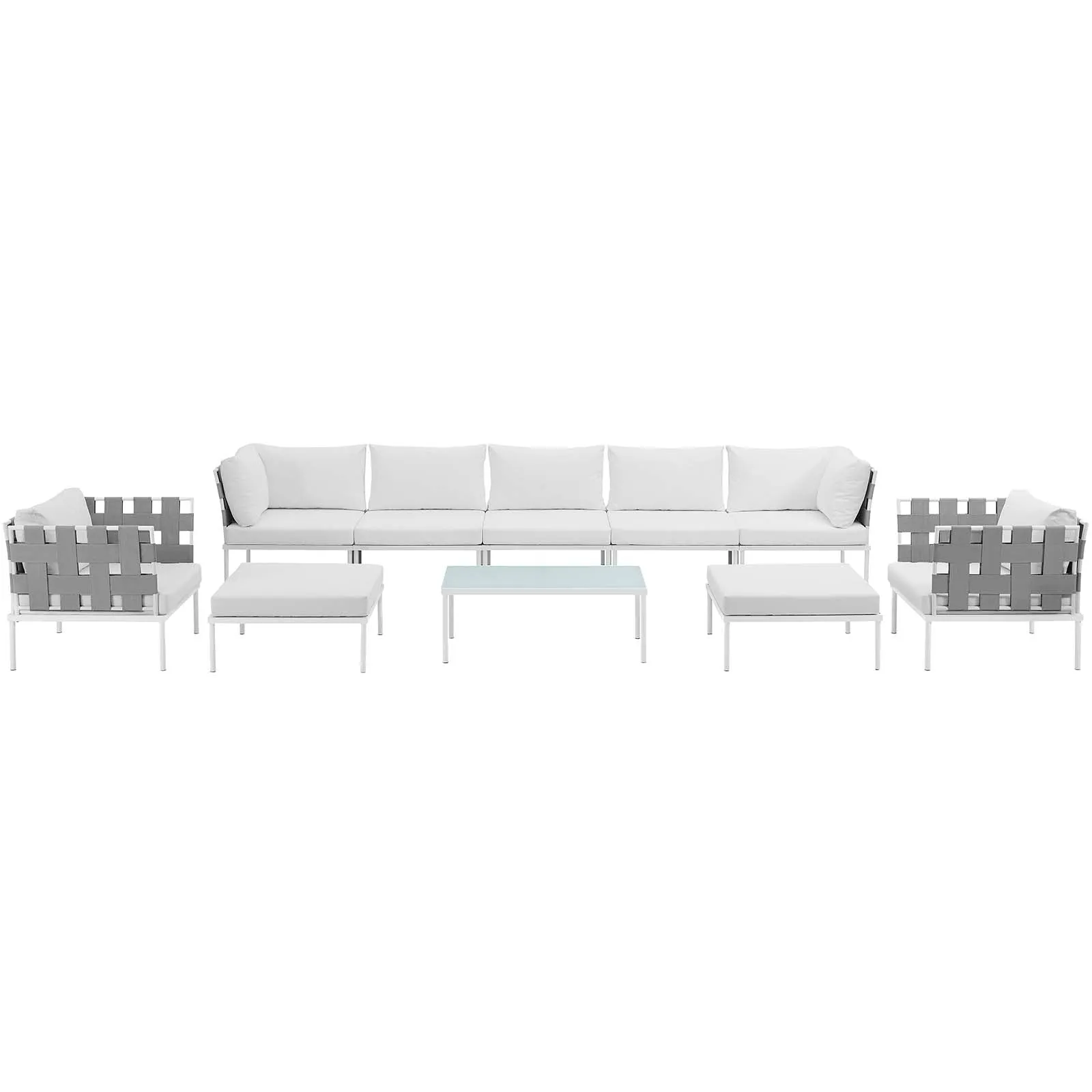 Harmony 10 Piece Outdoor Patio Aluminum Sectional Sofa Set by Modway
