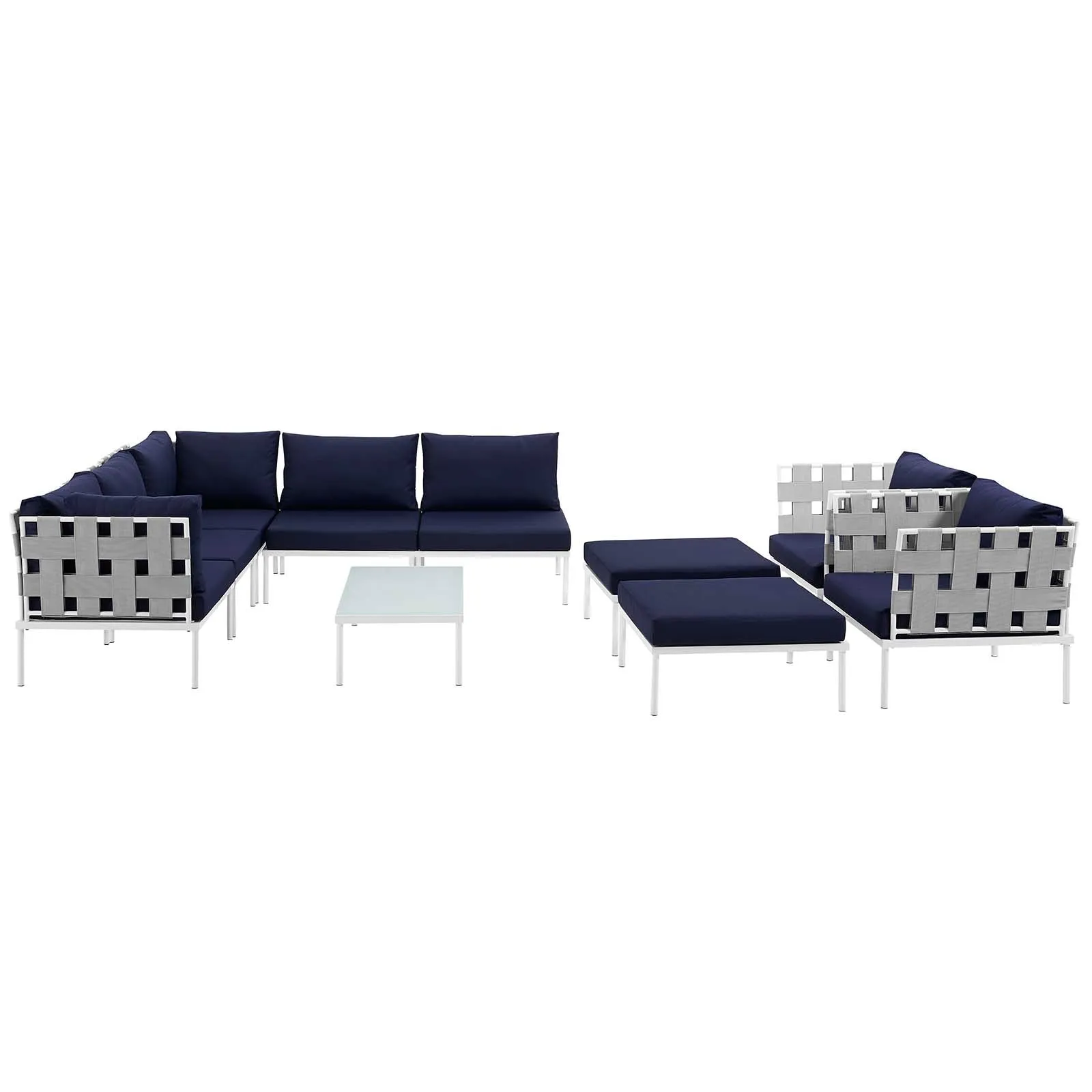Harmony 10 Piece Outdoor Patio Aluminum Sectional Sofa Set by Modway