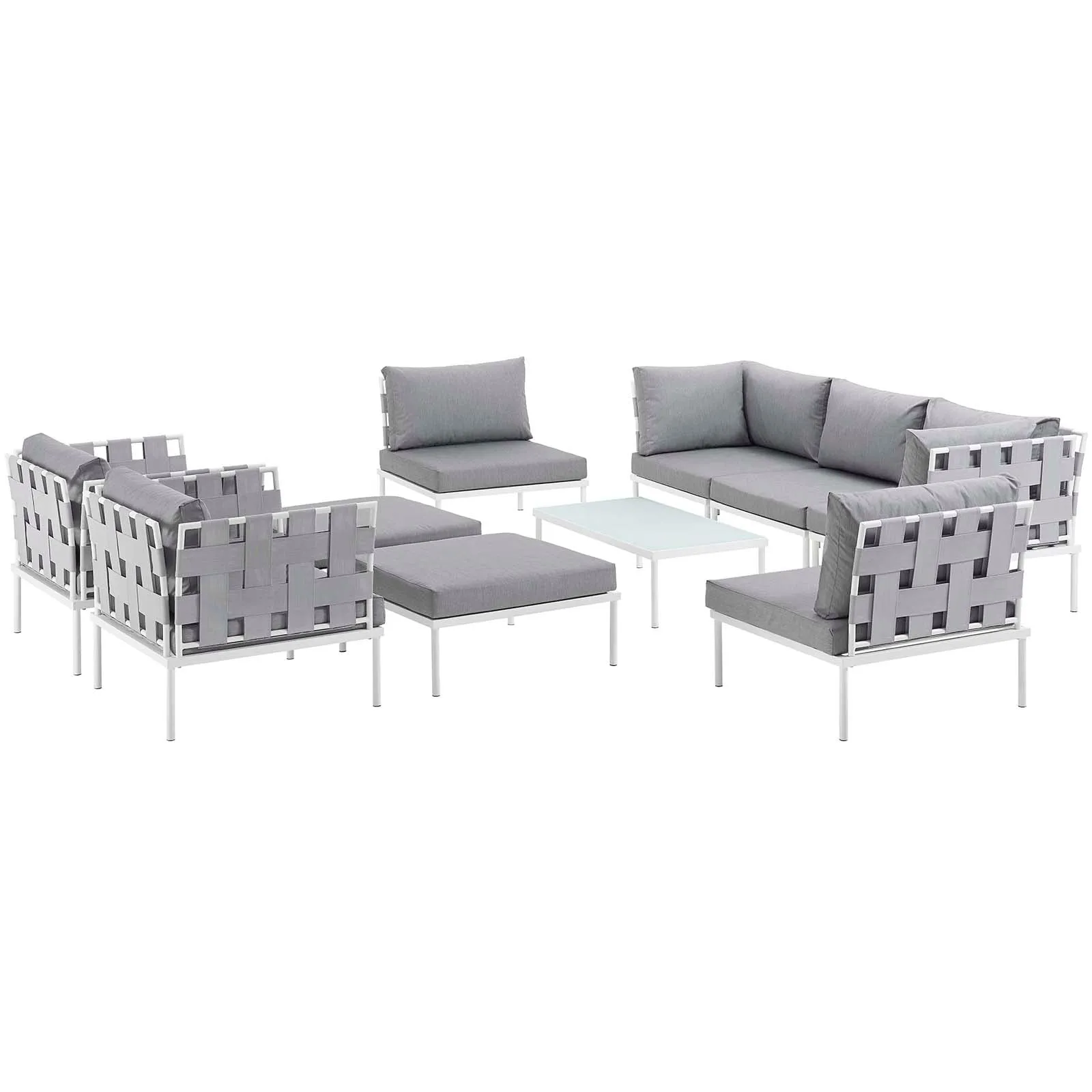 Harmony 10 Piece Outdoor Patio Aluminum Sectional Sofa Set by Modway