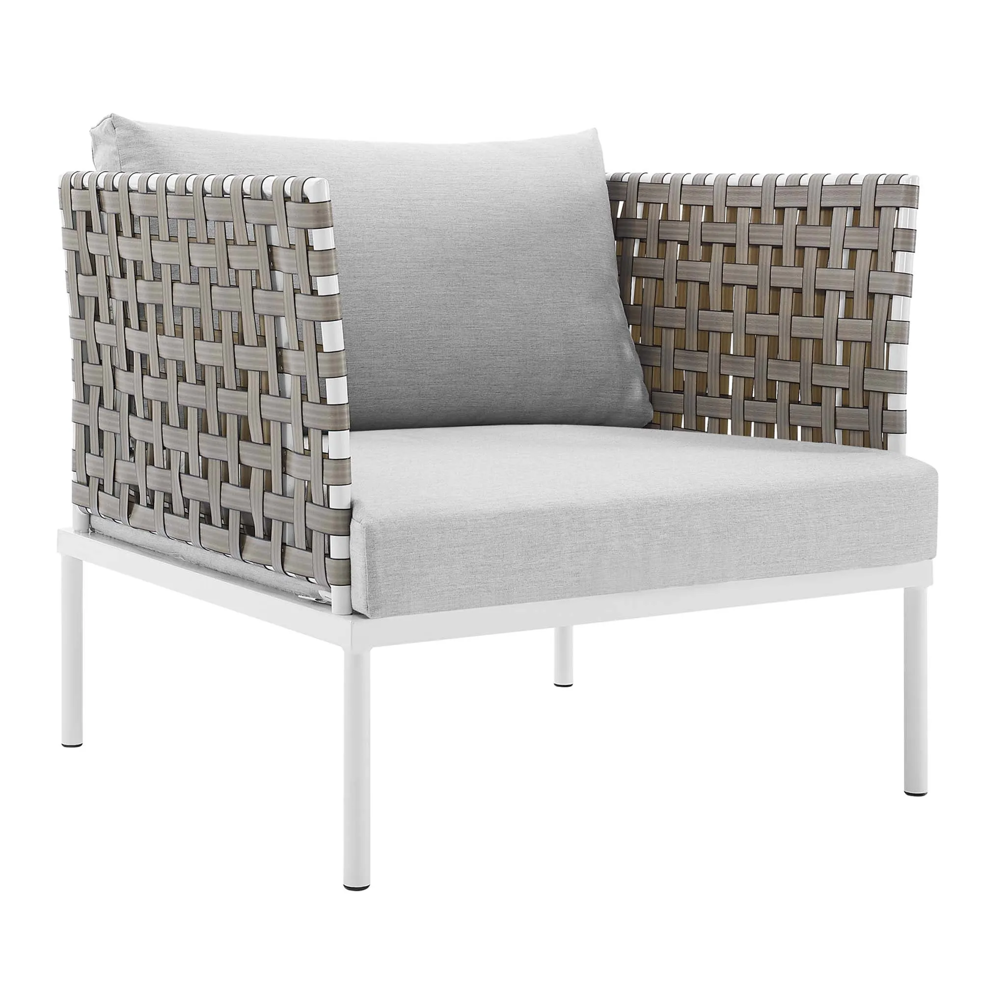 Harmony 10-Piece  Sunbrella® Basket Weave Outdoor Patio Aluminum Sectional Sofa Set by Modway