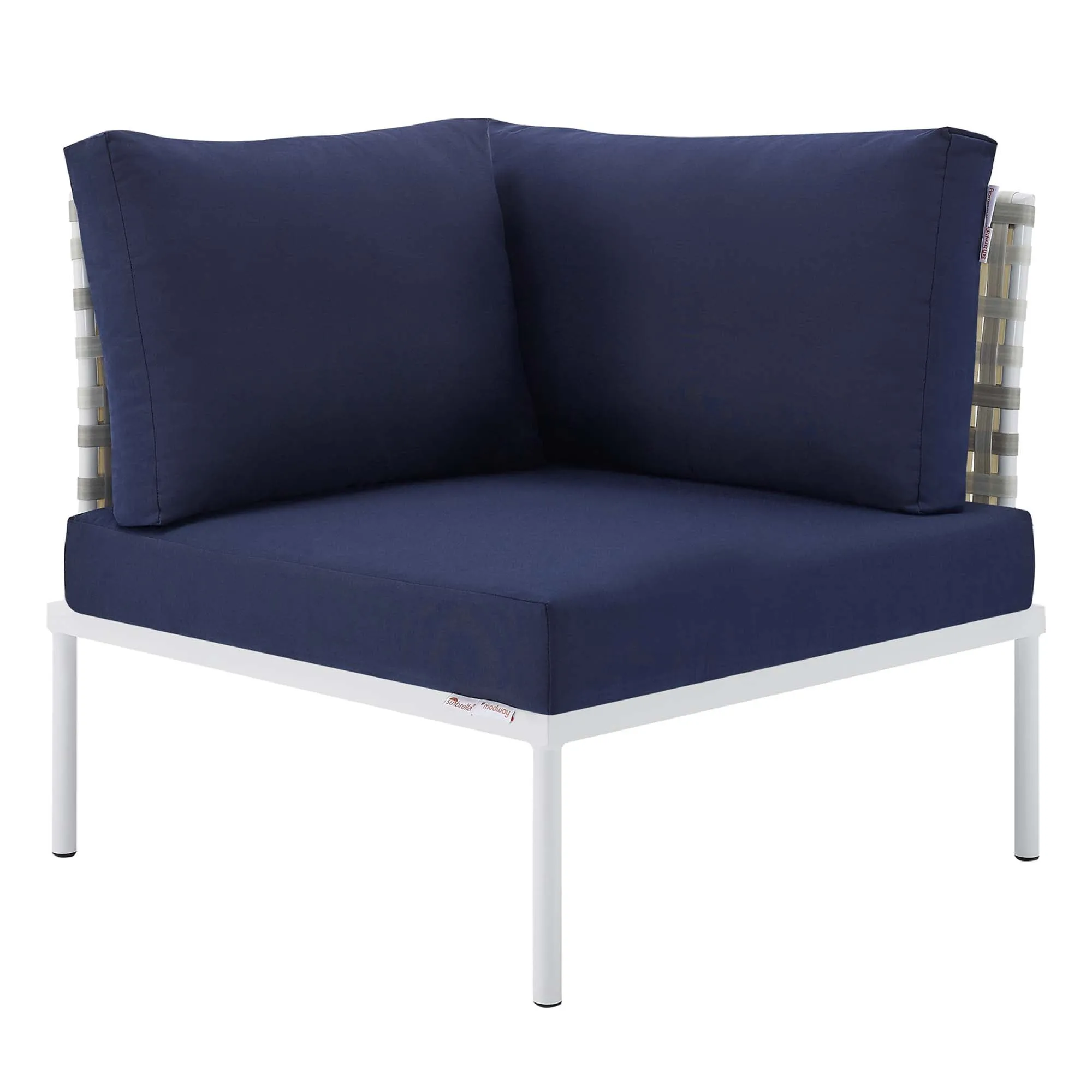 Harmony 10-Piece  Sunbrella® Basket Weave Outdoor Patio Aluminum Sectional Sofa Set by Modway