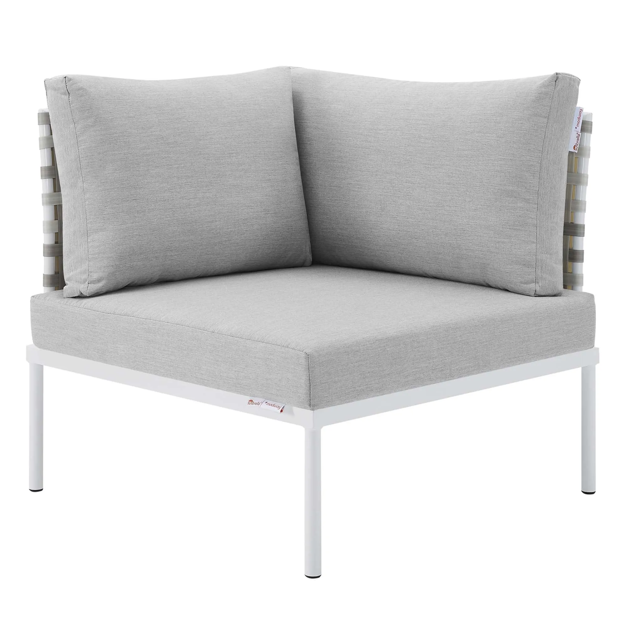 Harmony 10-Piece  Sunbrella® Basket Weave Outdoor Patio Aluminum Sectional Sofa Set by Modway